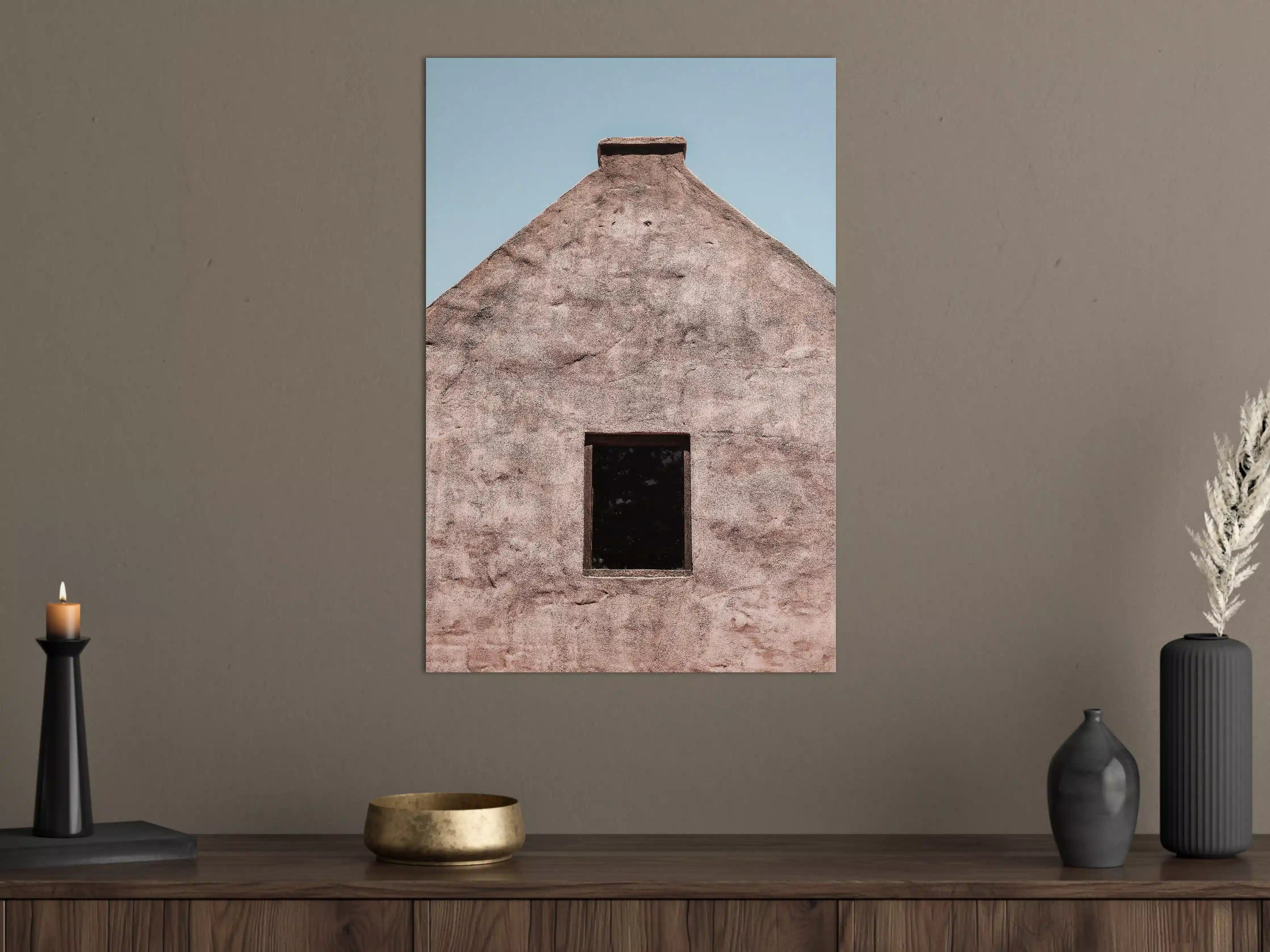 Große Wandbilder - Verwitterte Fassade Blauer Himmel