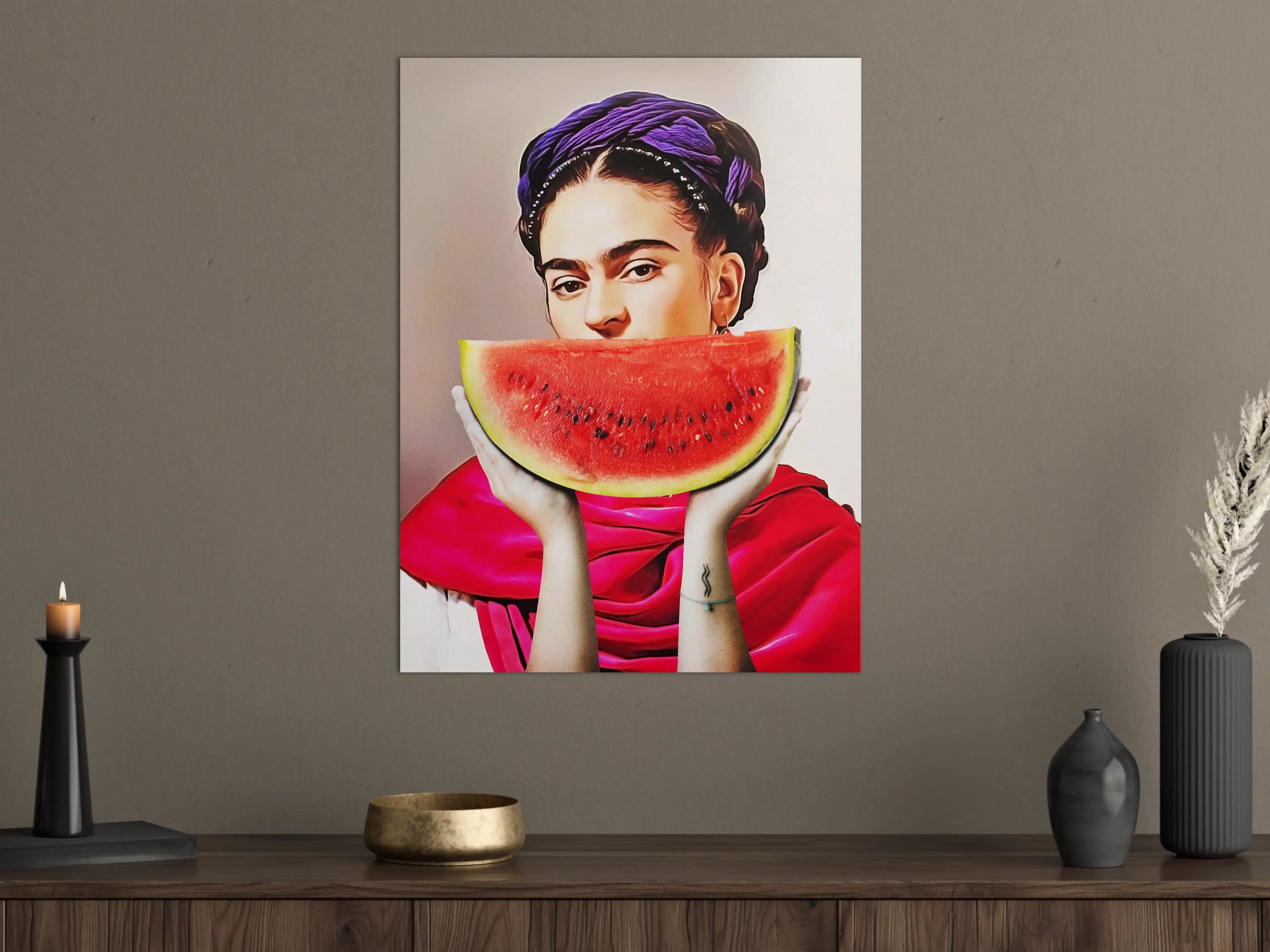 Große Wandbilder - Vibrantes Wassermelonen-Porträt