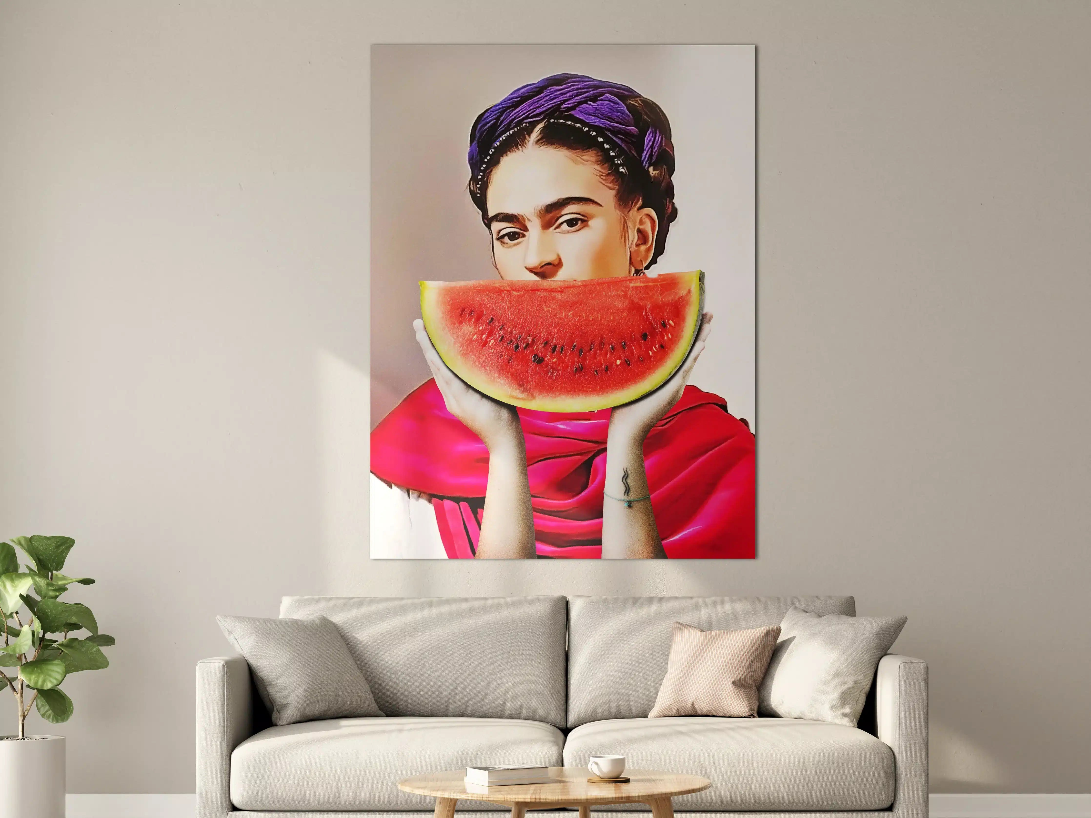 Große Wandbilder - Vibrantes Wassermelonen-Porträt