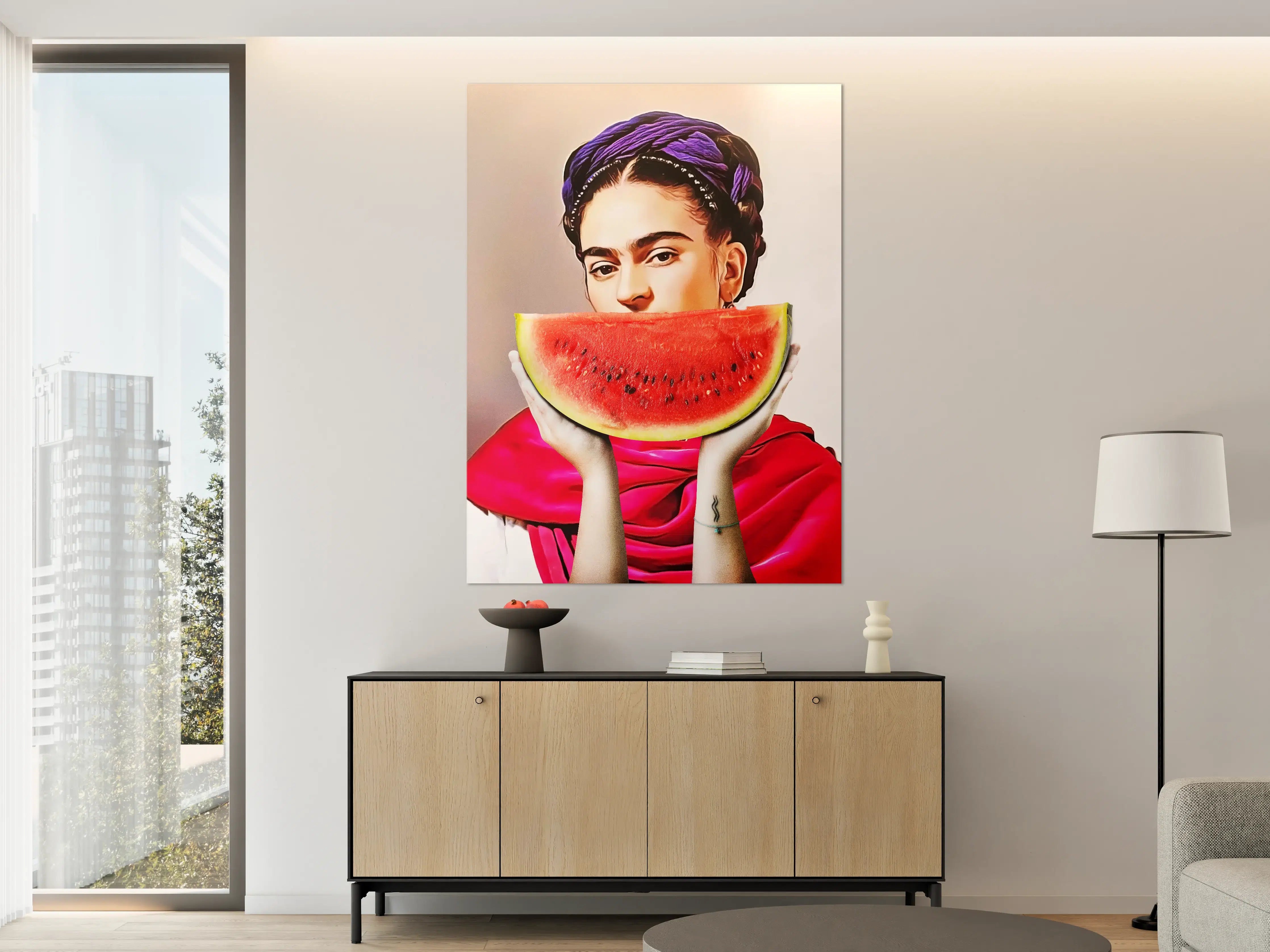 Große Wandbilder - Vibrantes Wassermelonen-Porträt