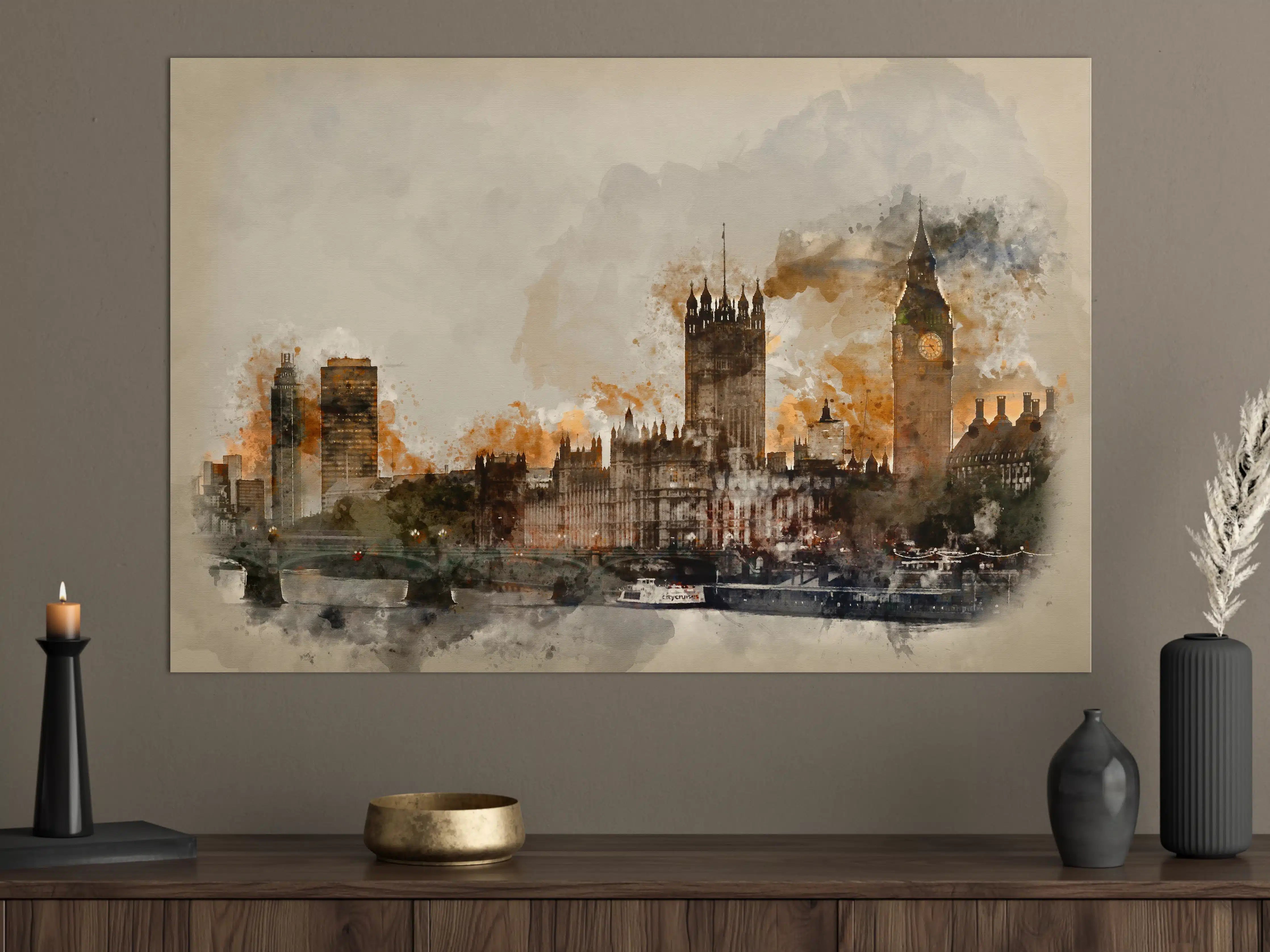 Große Wandbilder - Vintage Aquarell von London