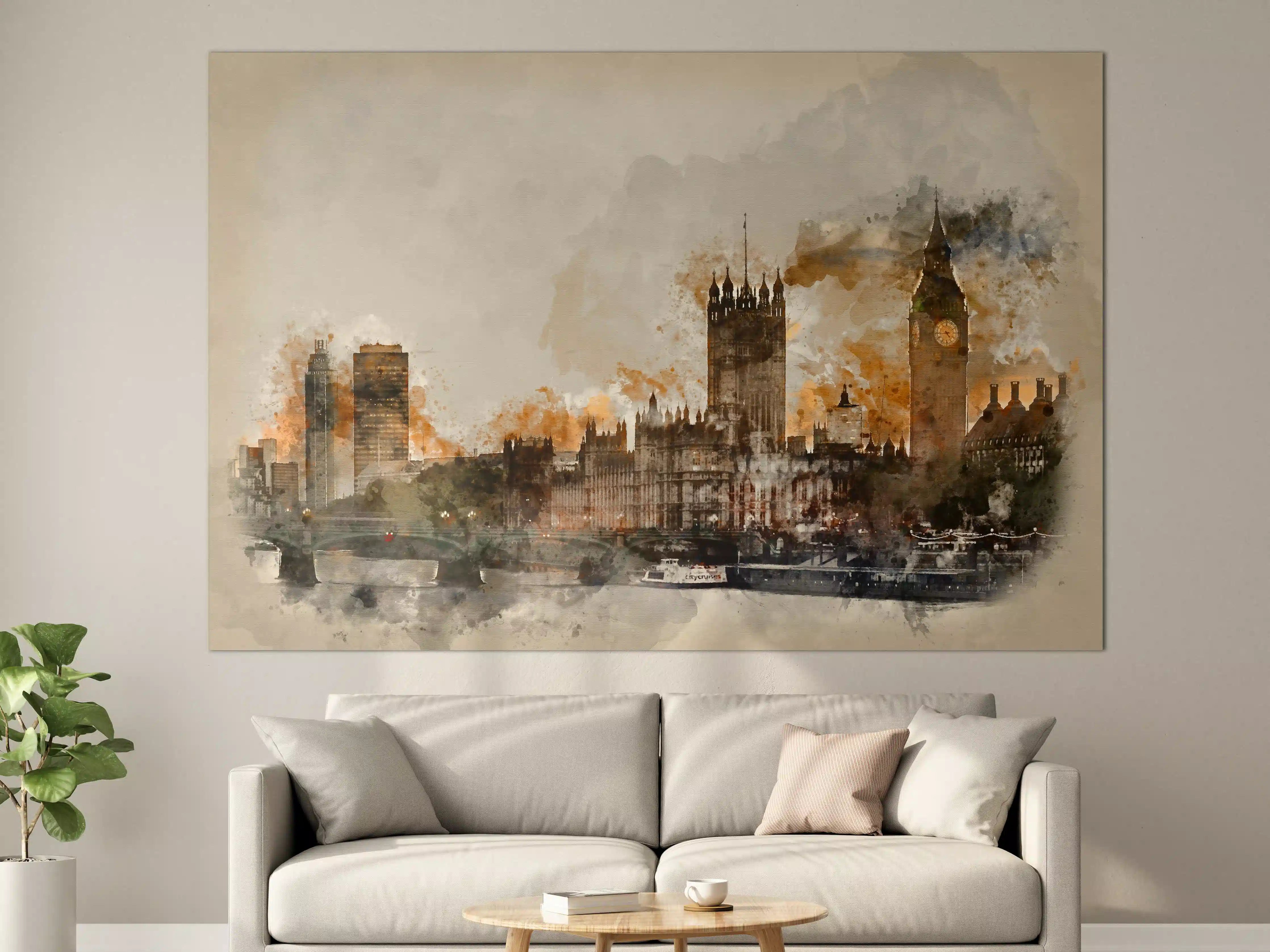 Große Wandbilder - Vintage Aquarell von London