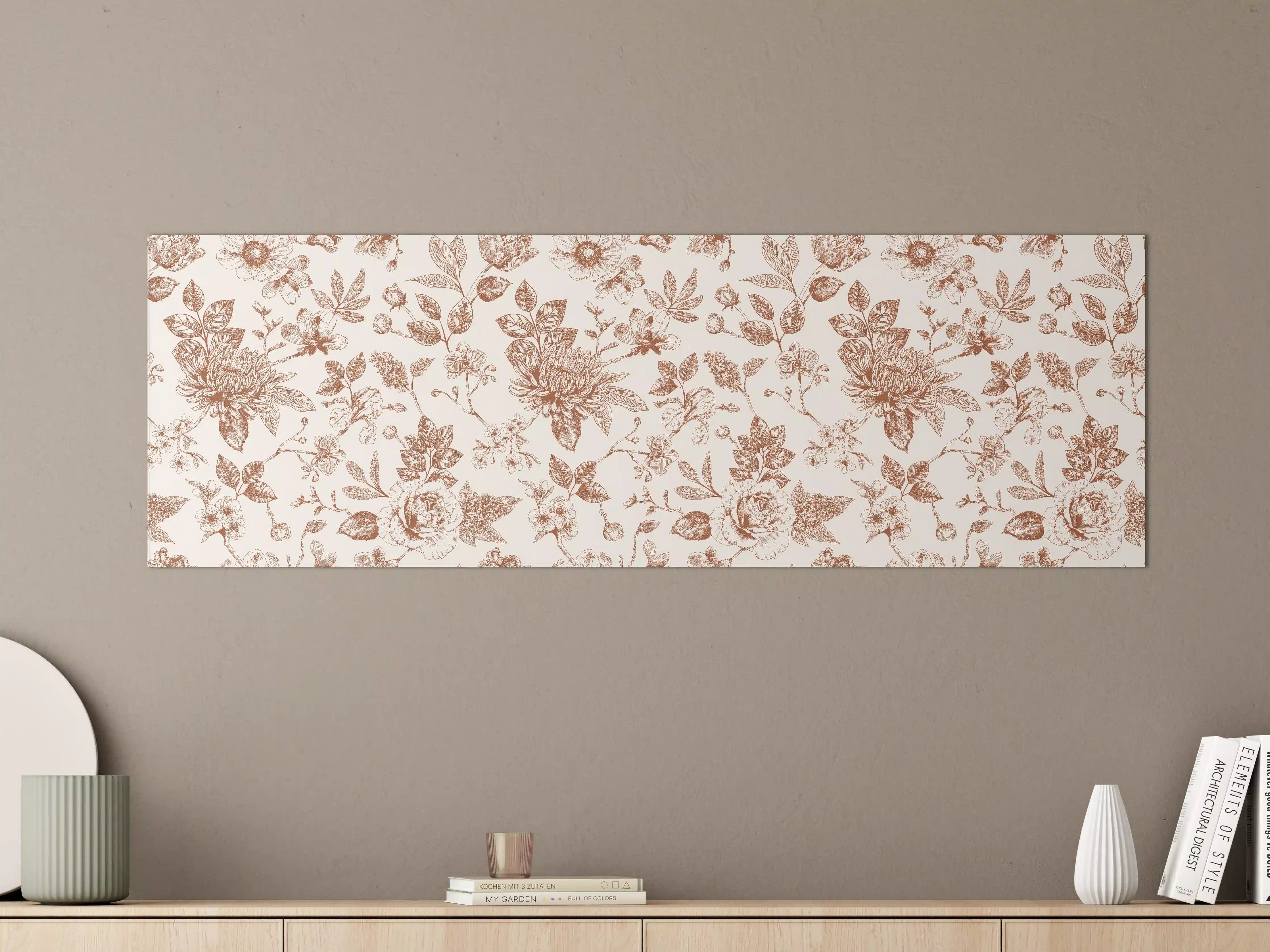Große Wandbilder - Vintage Bloom Amber Blumenmuster
