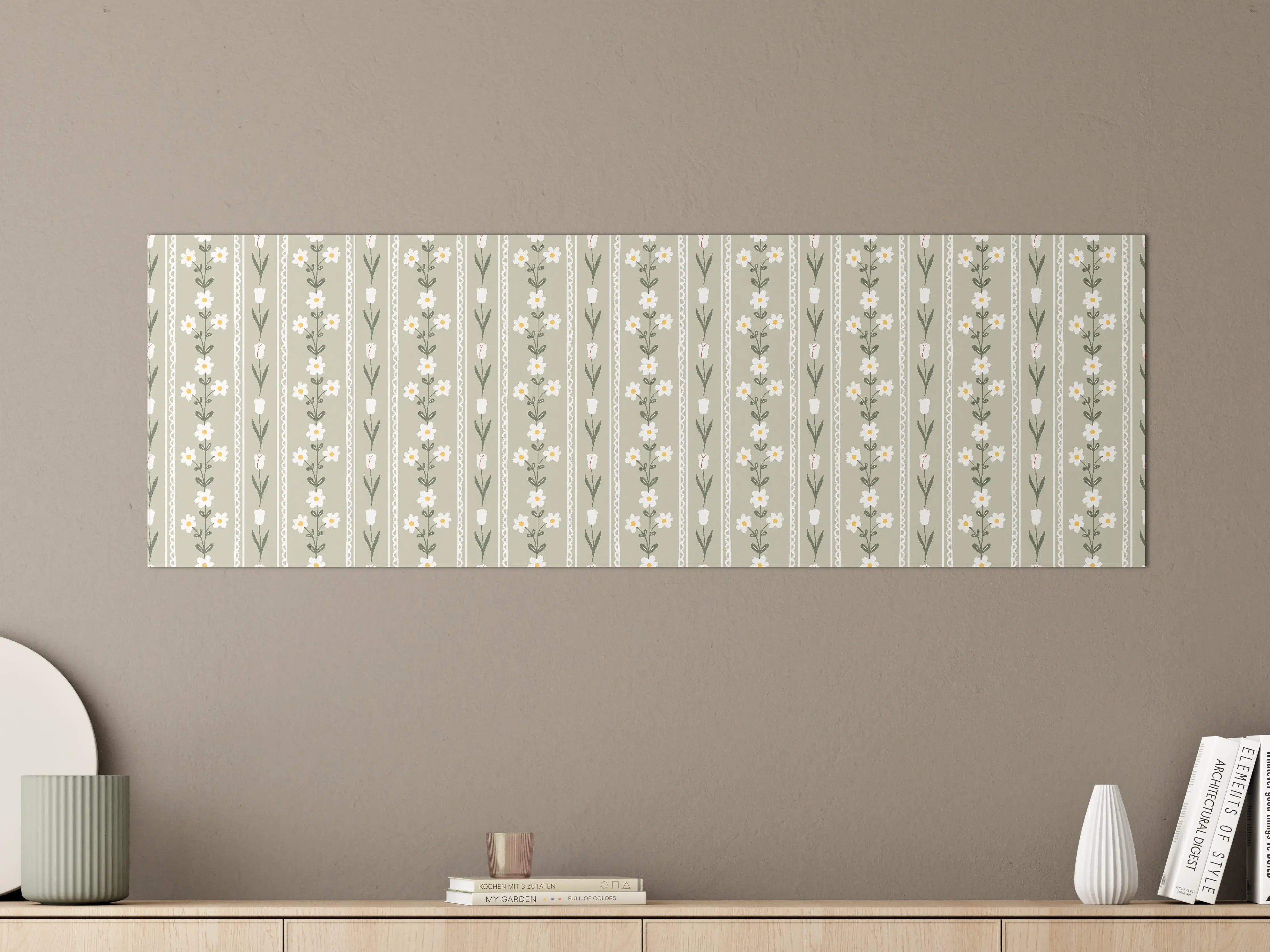 Große Wandbilder - Vintage Bloom Beige Blumen Tapete