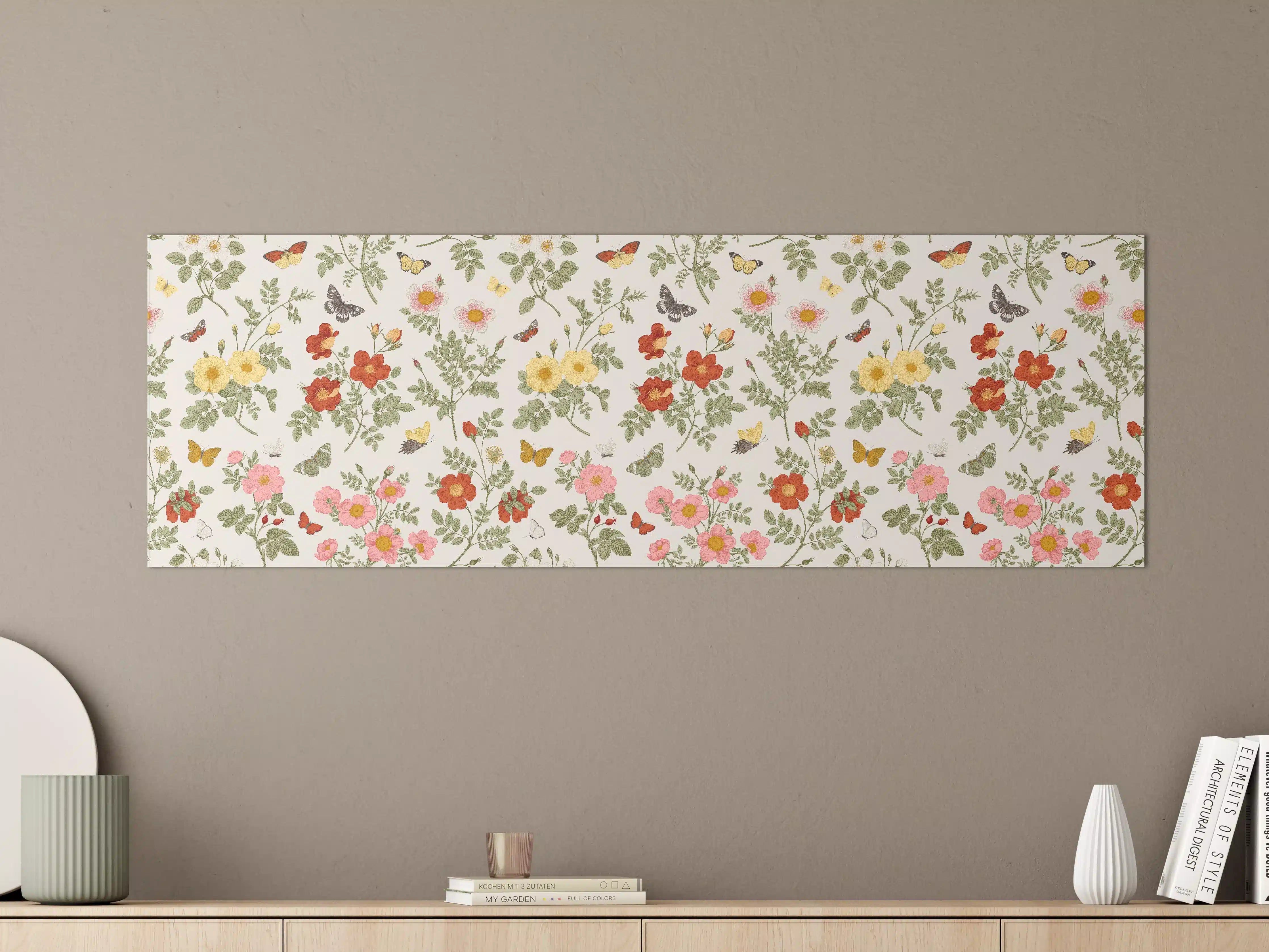Große Wandbilder - Vintage Bloom Blumenmuster Rosa-Beige