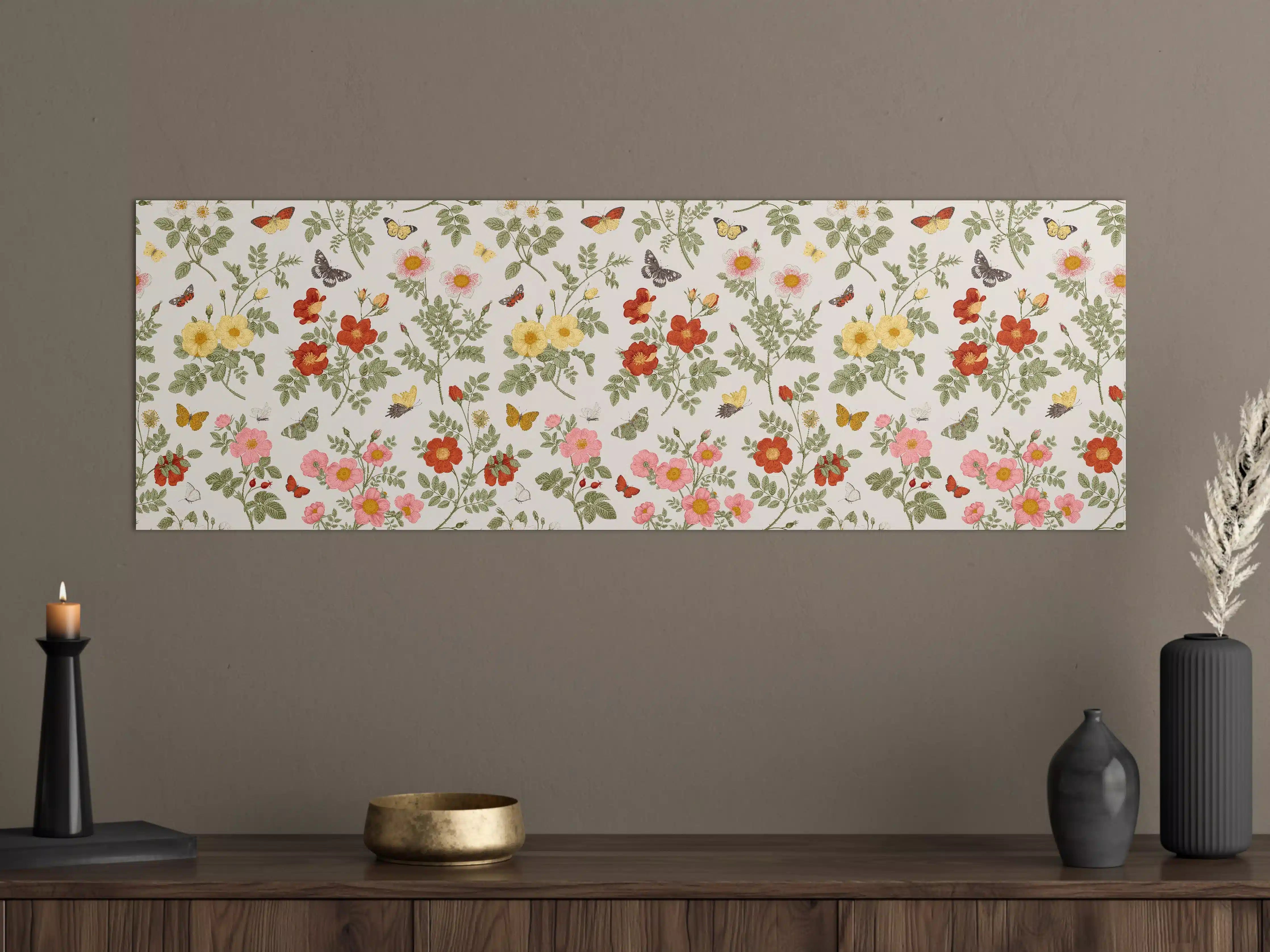Große Wandbilder - Vintage Bloom Blumenmuster Rosa-Beige