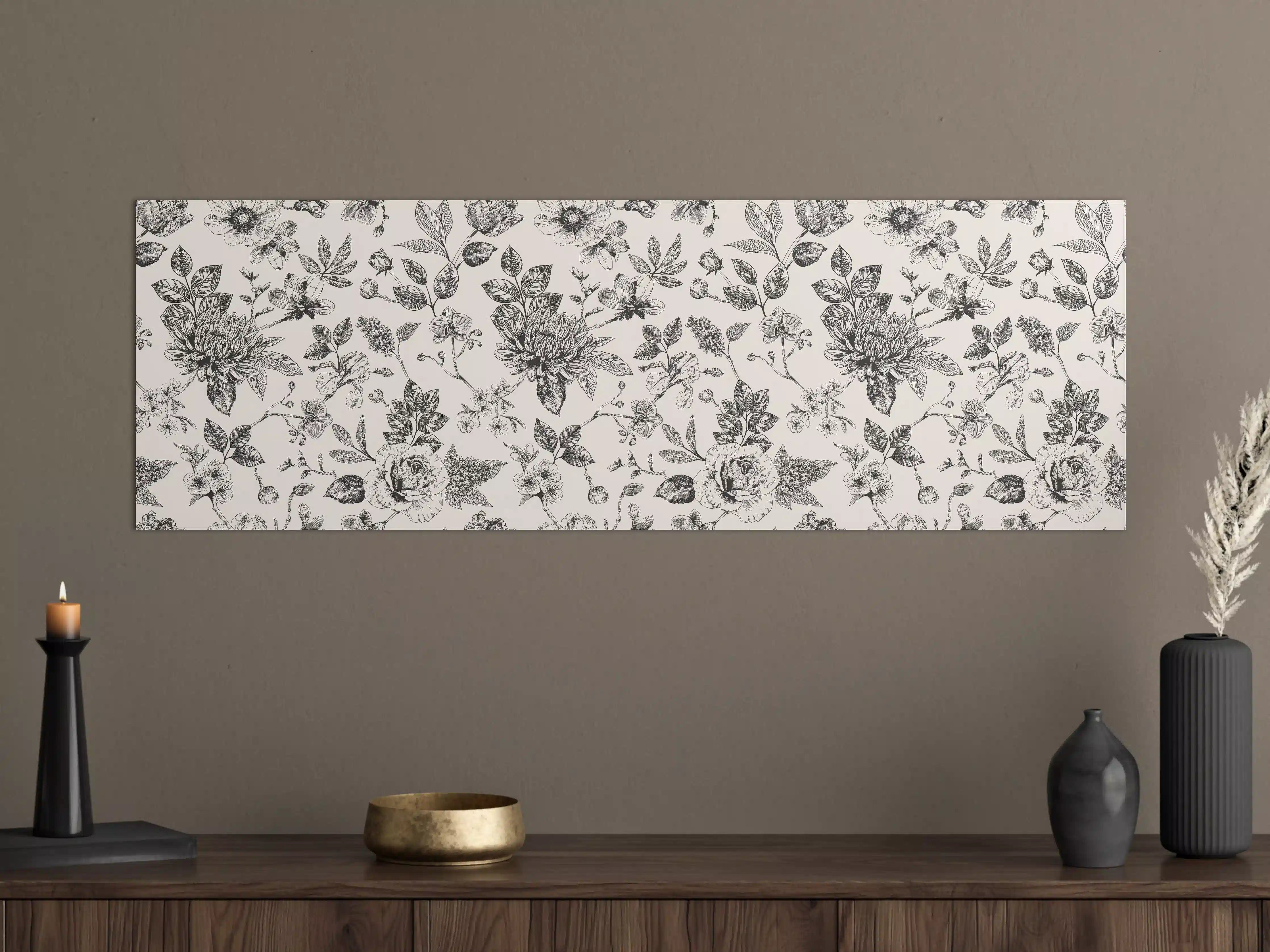 Große Wandbilder - Vintage-Blumen Schwarz-Weiß