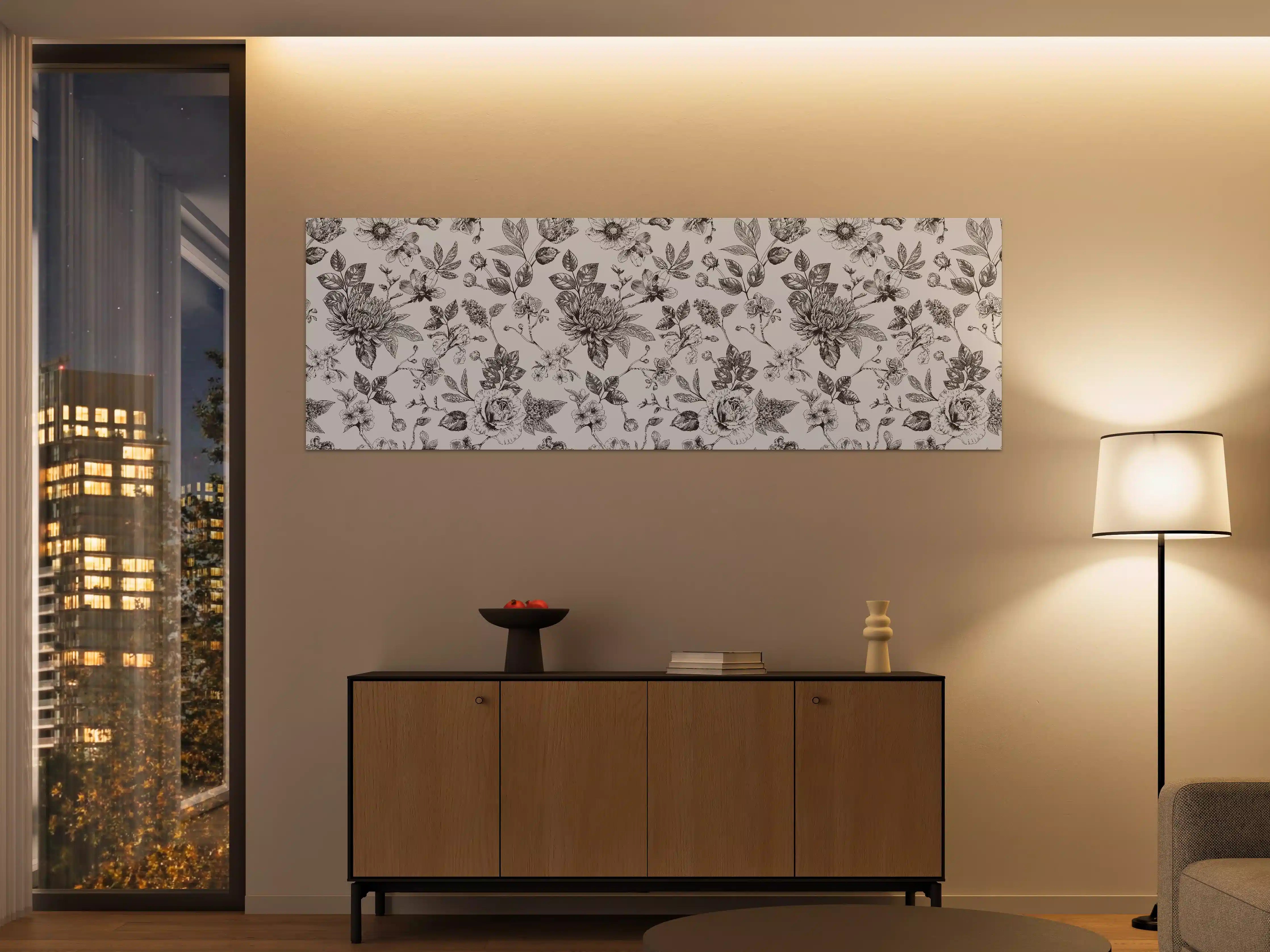 Große Wandbilder - Vintage-Blumen Schwarz-Weiß