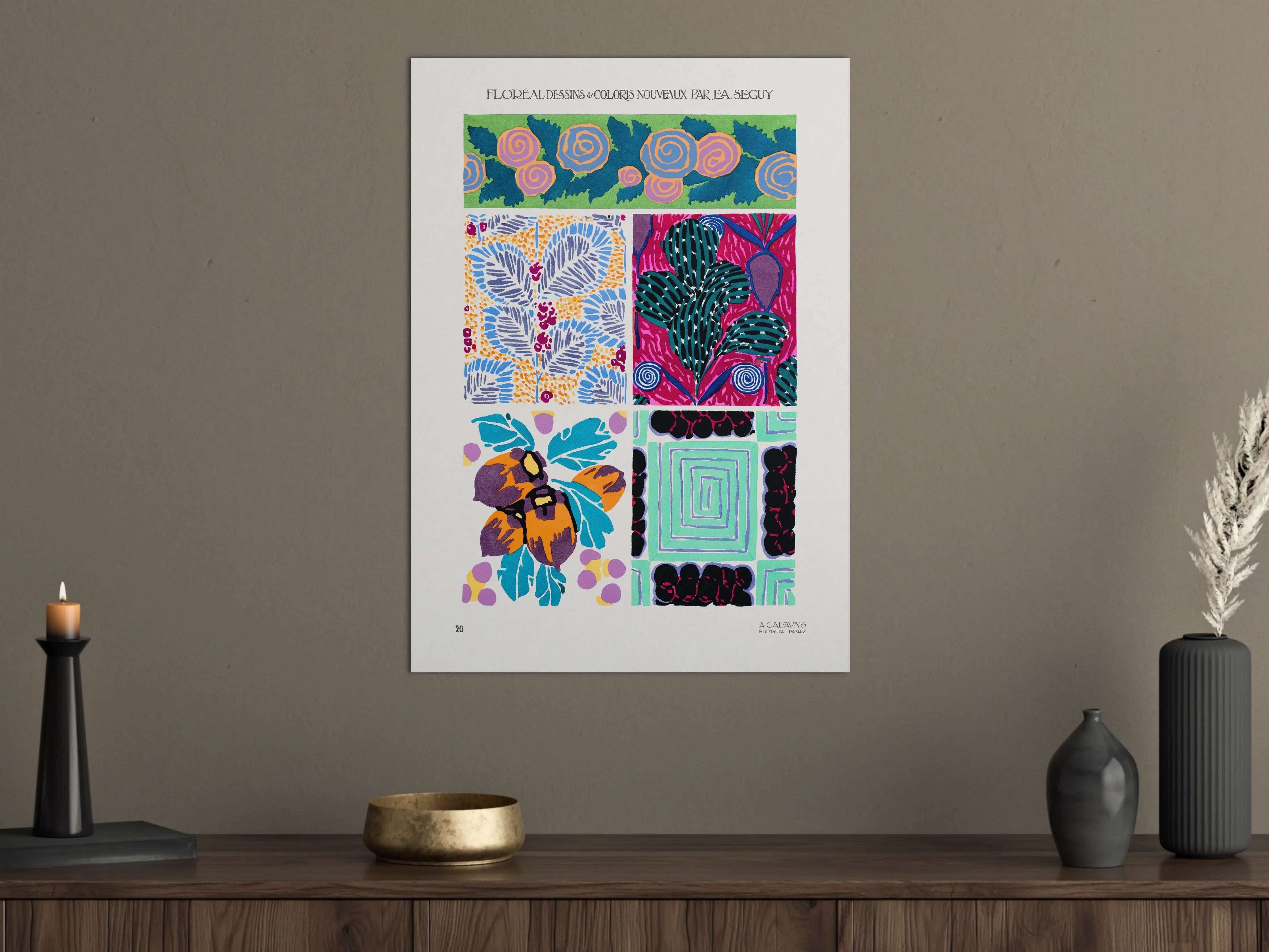 Große Wandbilder - Vintage Blumenmuster Poster