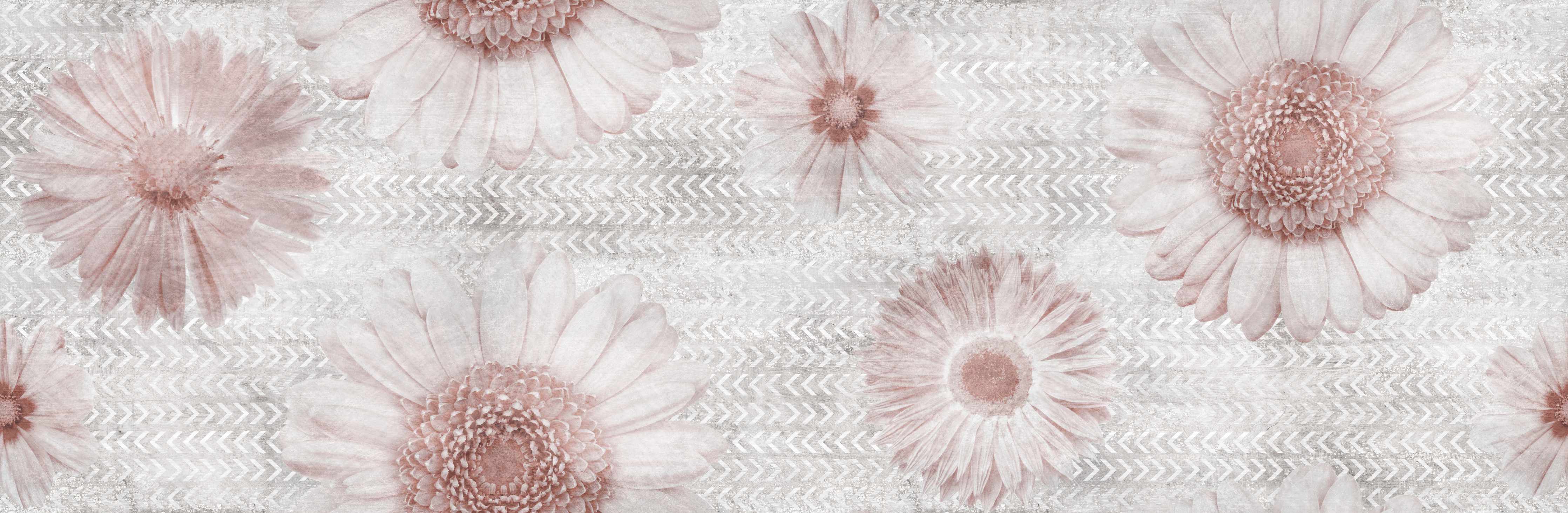 Große Wandbilder-Vintage Blumenmuster auf Weiß