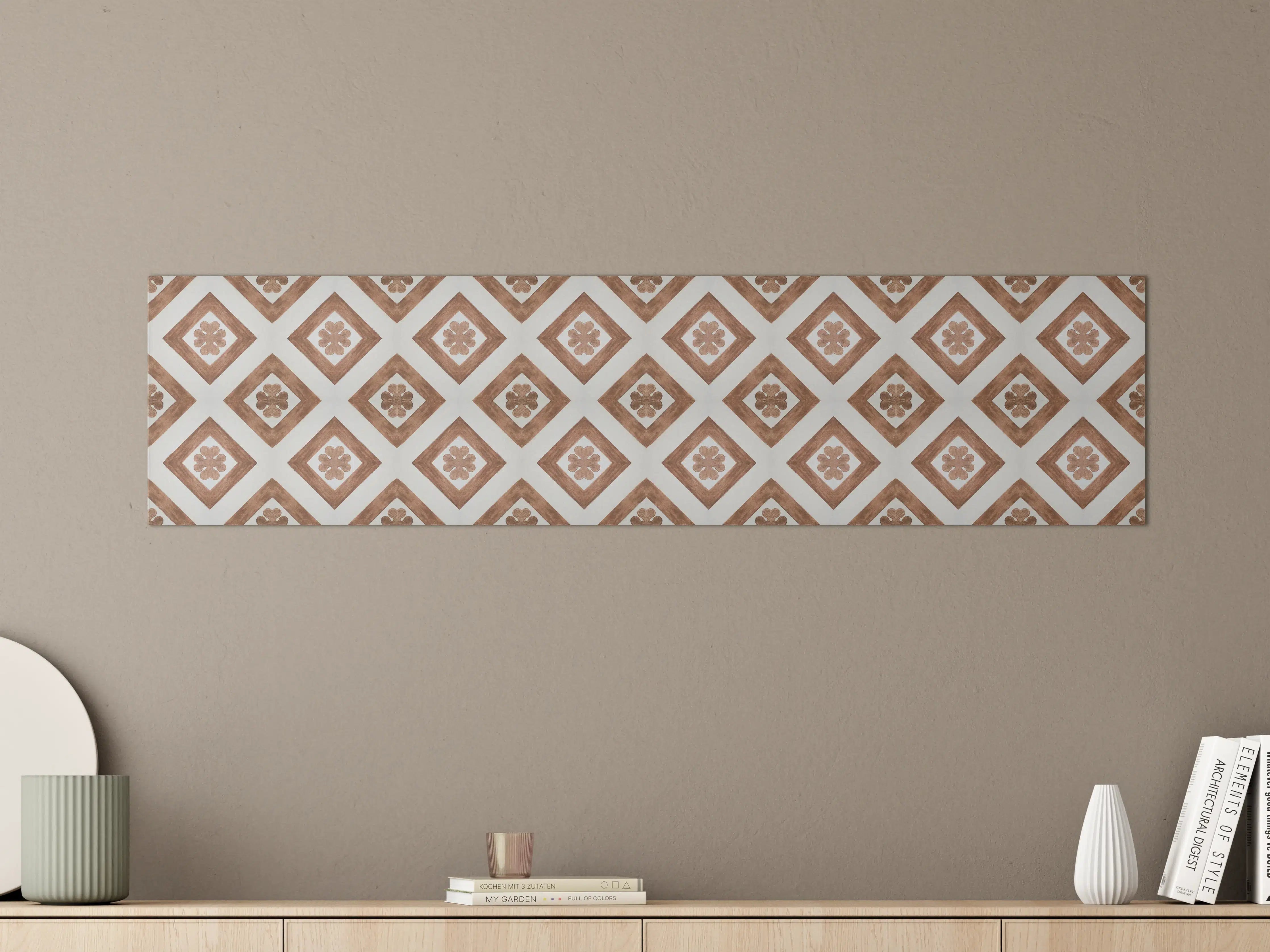 Große Wandbilder - Vintage Braun-Weiß Mosaikfliesen