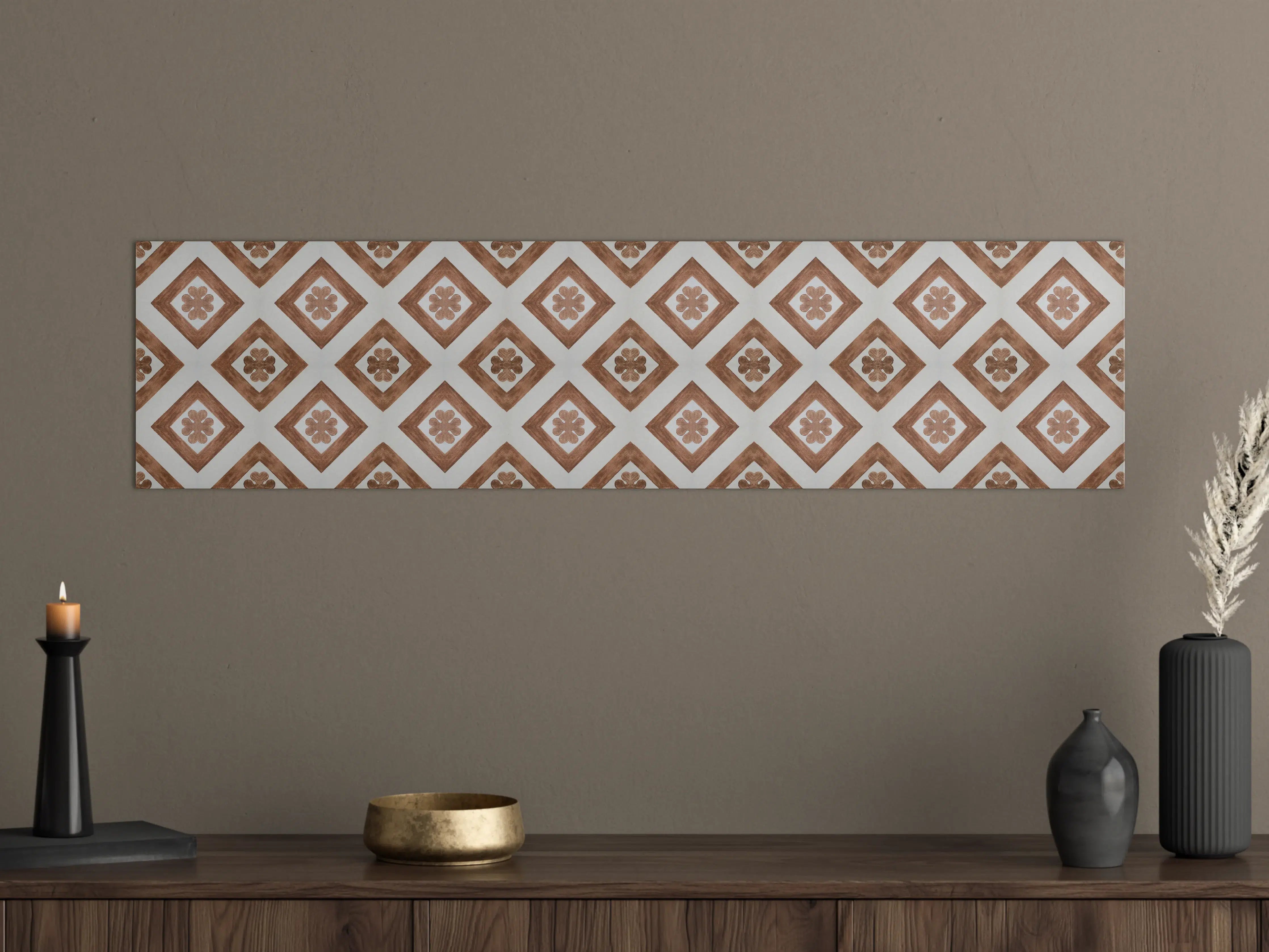 Große Wandbilder - Vintage Braun-Weiß Mosaikfliesen