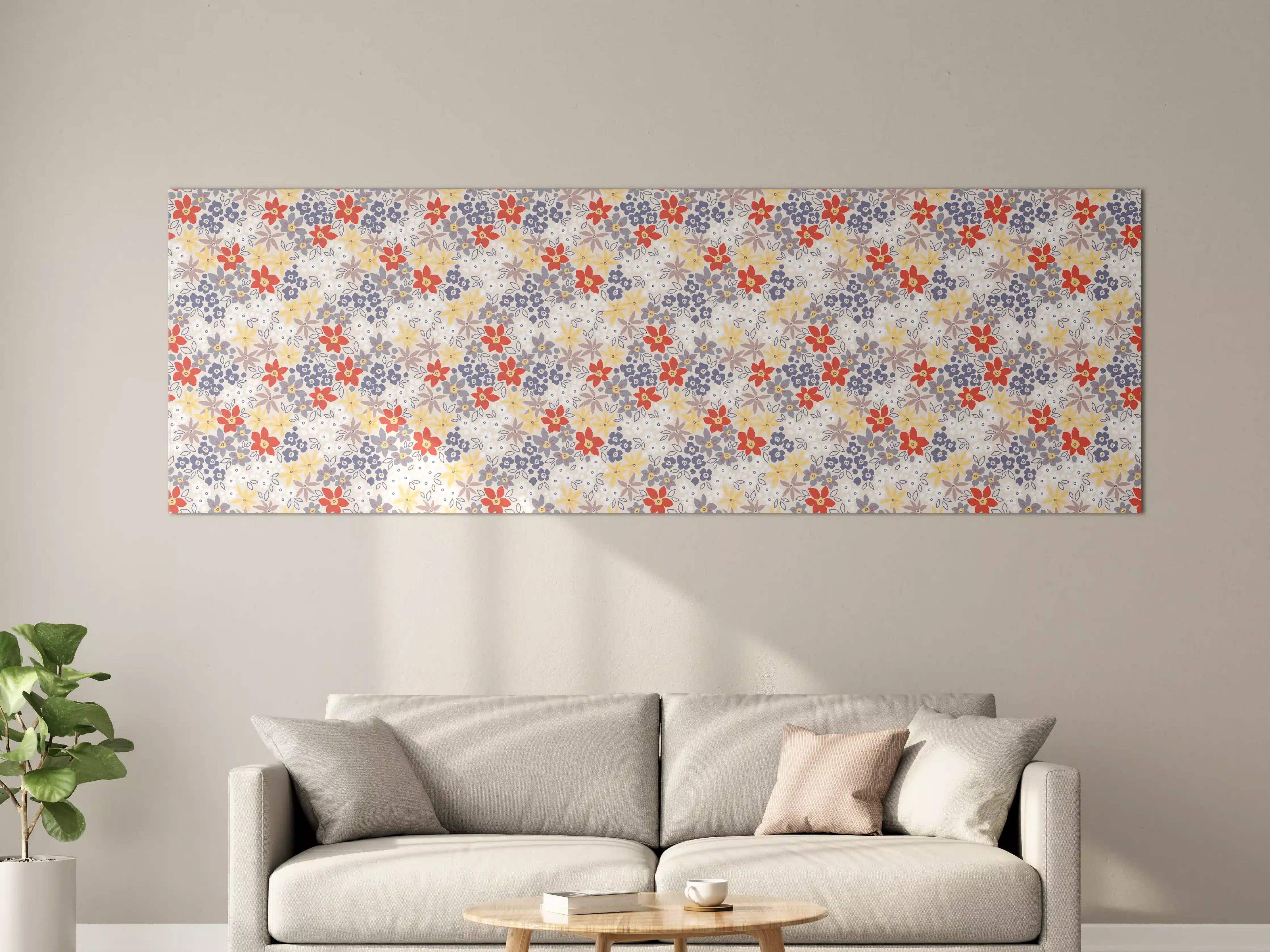 Große Wandbilder - Vintage Ditsy Blumenmuster Beige
