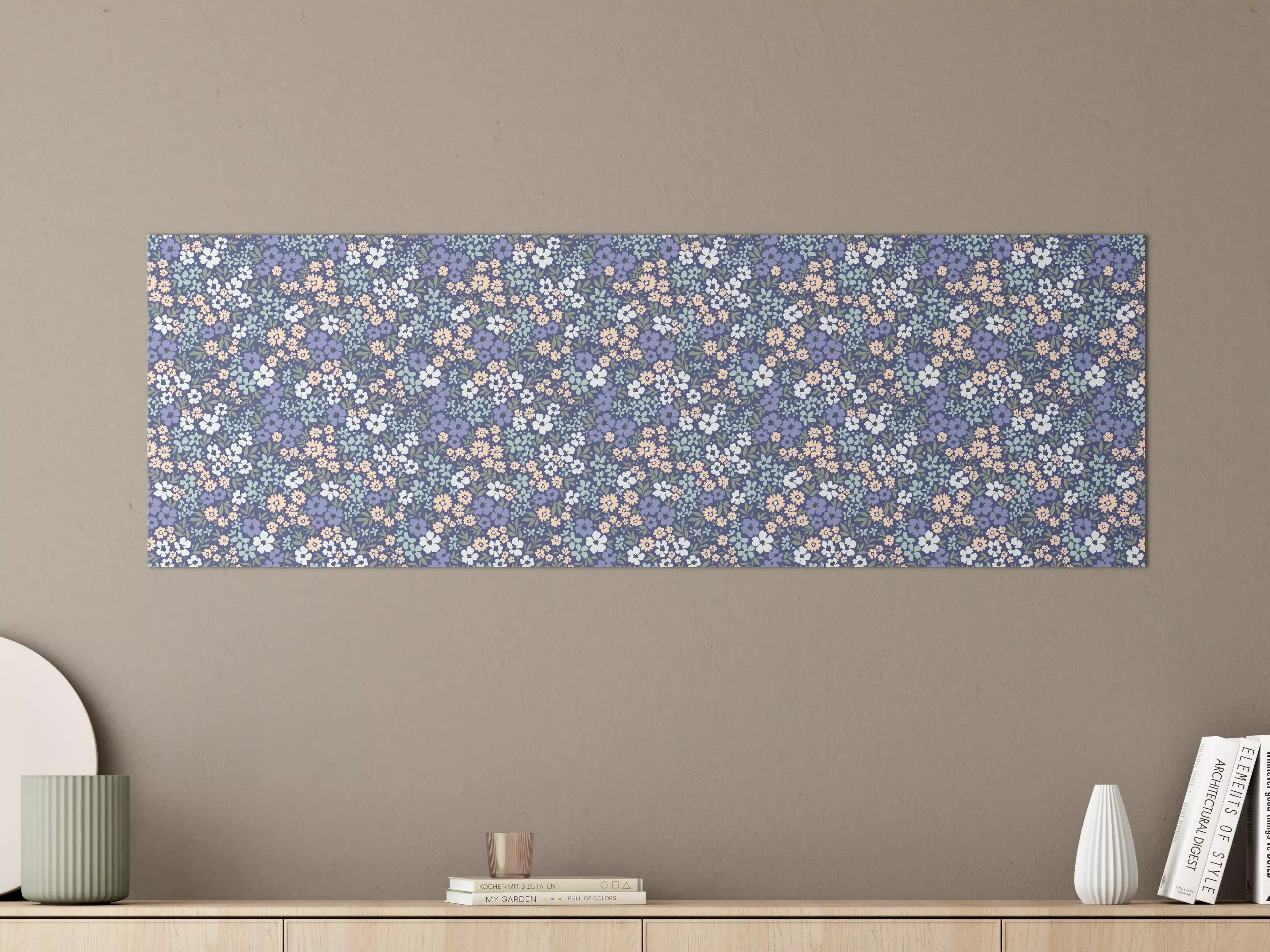 Große Wandbilder - Vintage Ditsy Blumenmuster Blau