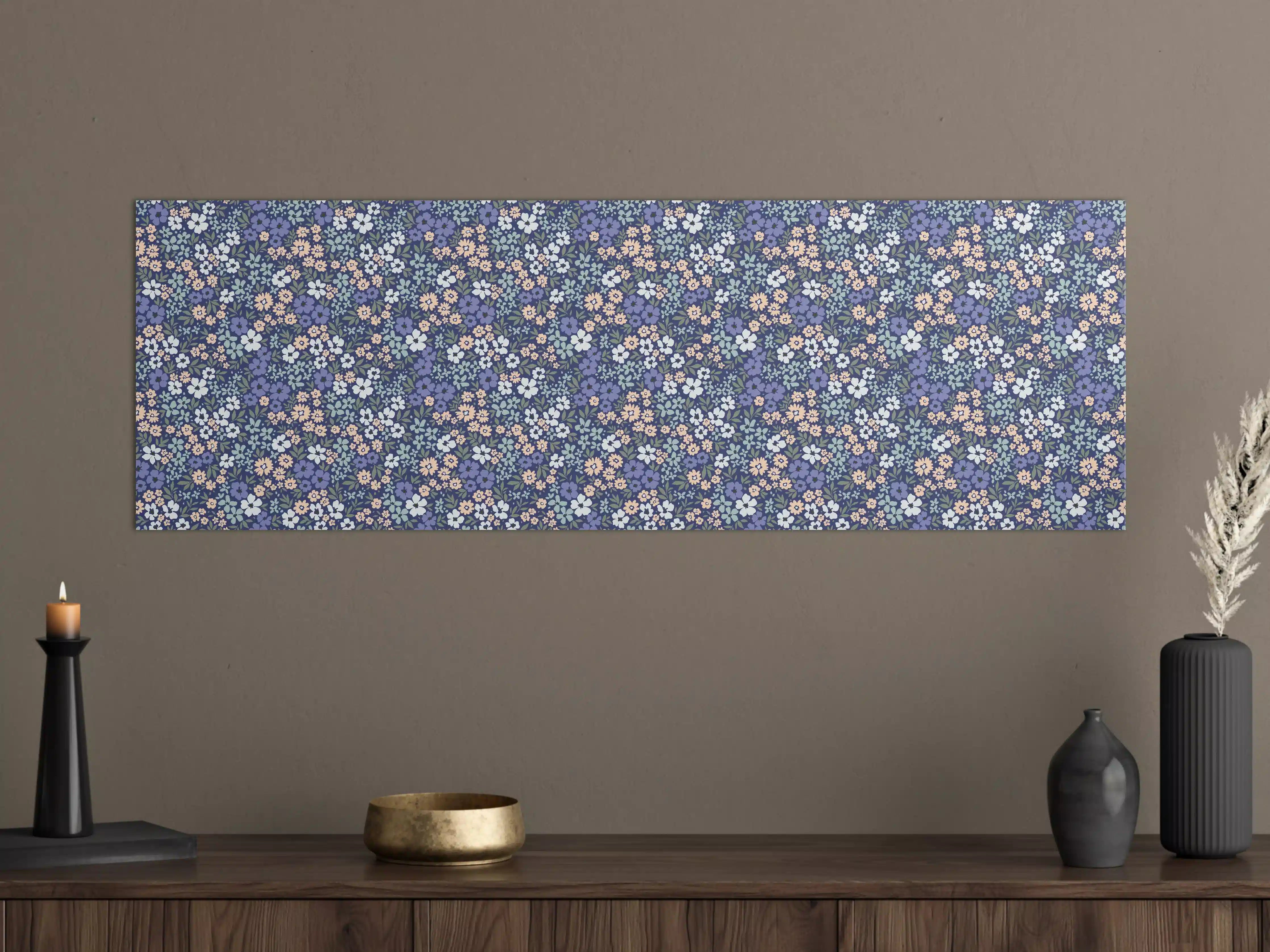Große Wandbilder - Vintage Ditsy Blumenmuster Blau