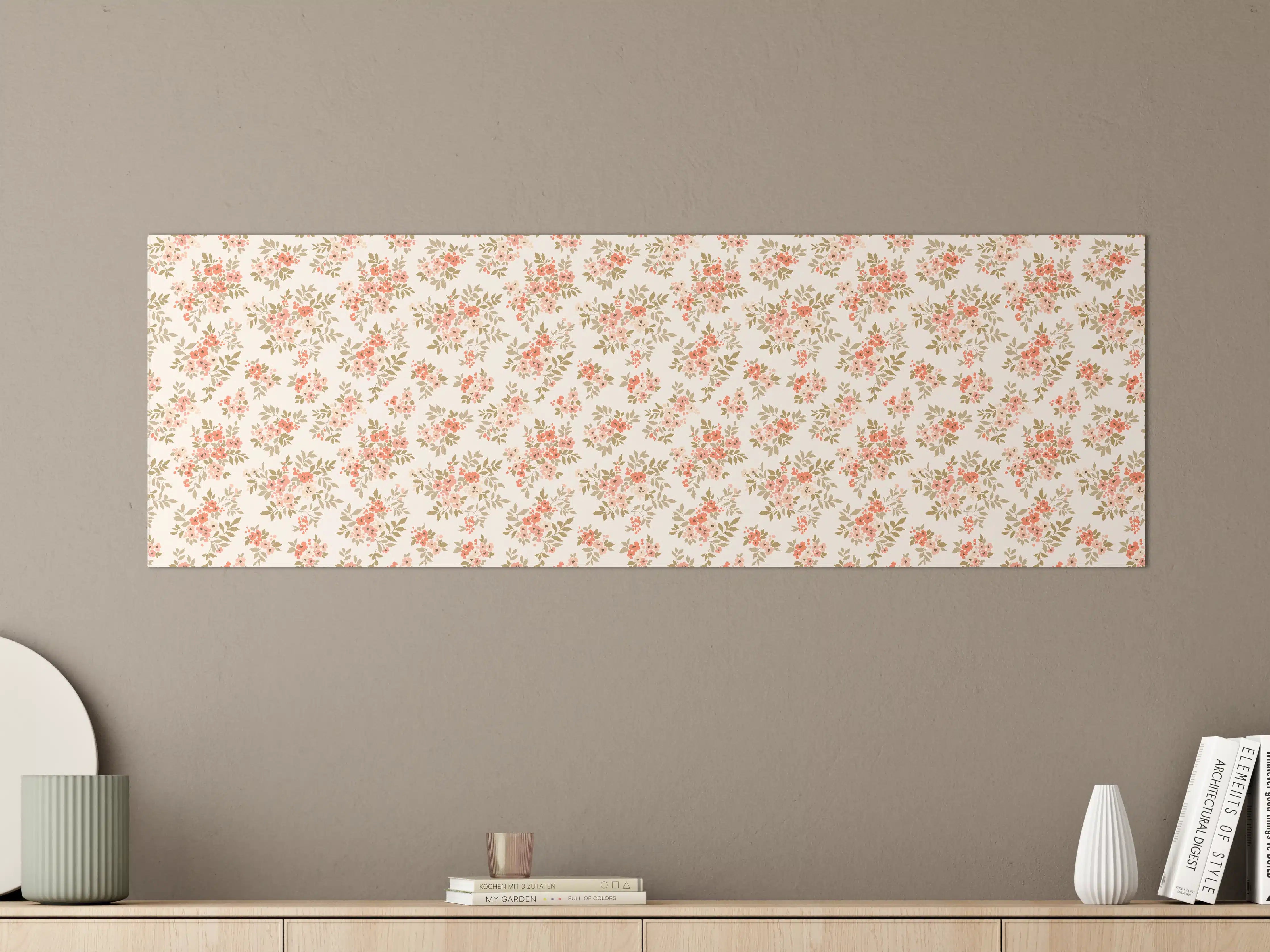 Große Wandbilder - Vintage Ditsy Blumenmuster Rosa Beige