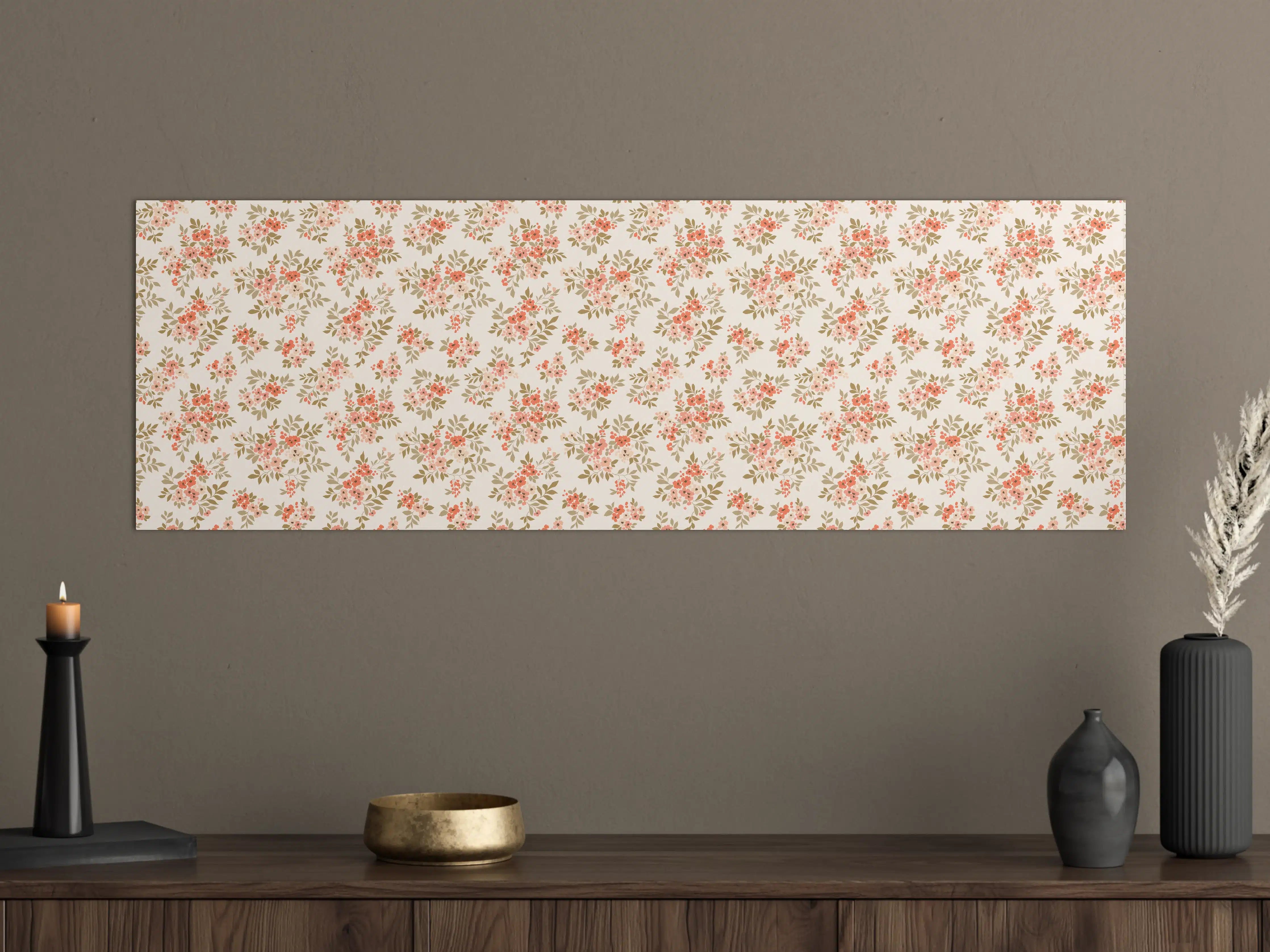 Große Wandbilder - Vintage Ditsy Blumenmuster Rosa Beige