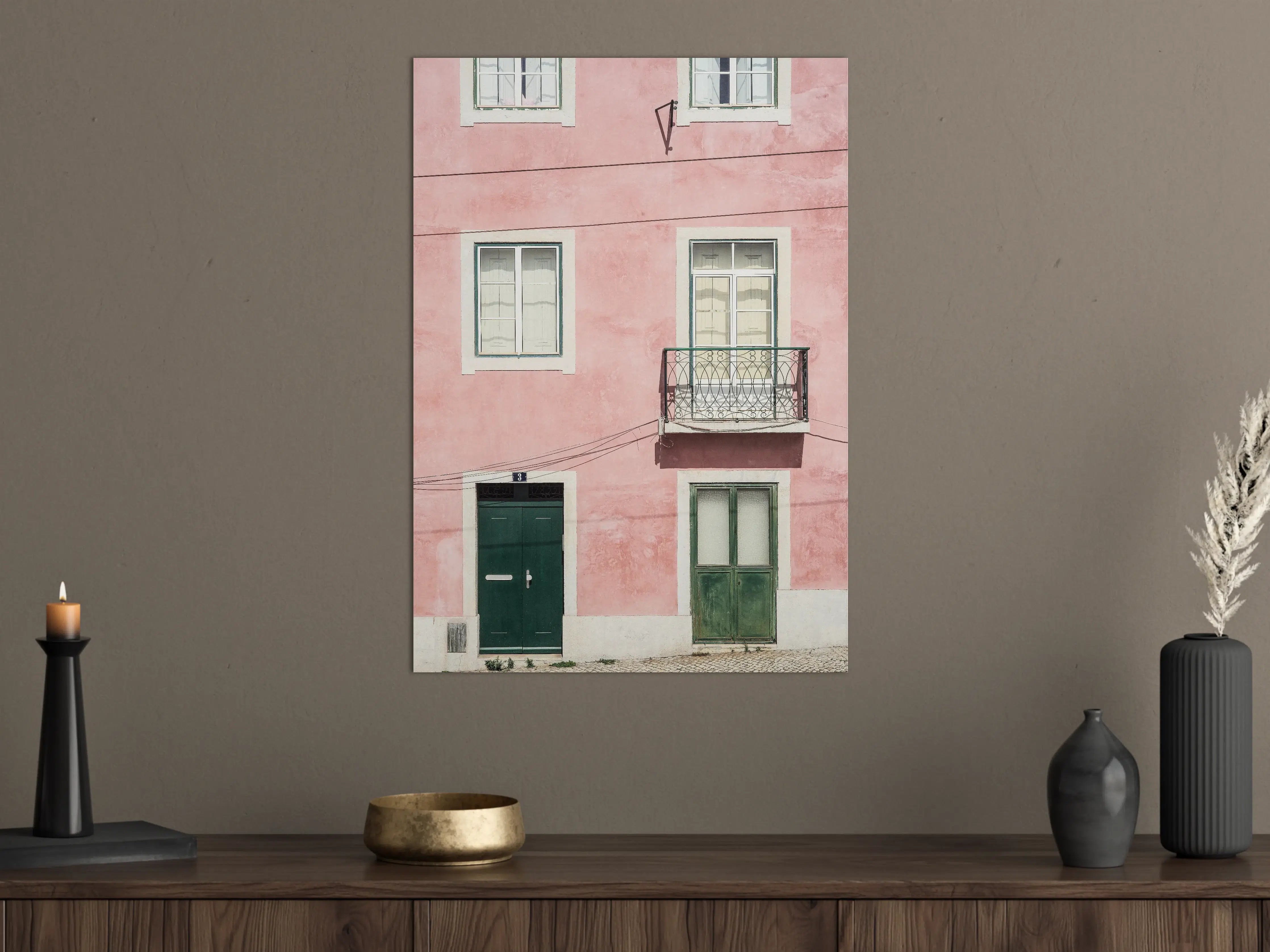 Große Wandbilder - Vintage Fassade in Pastellrosa