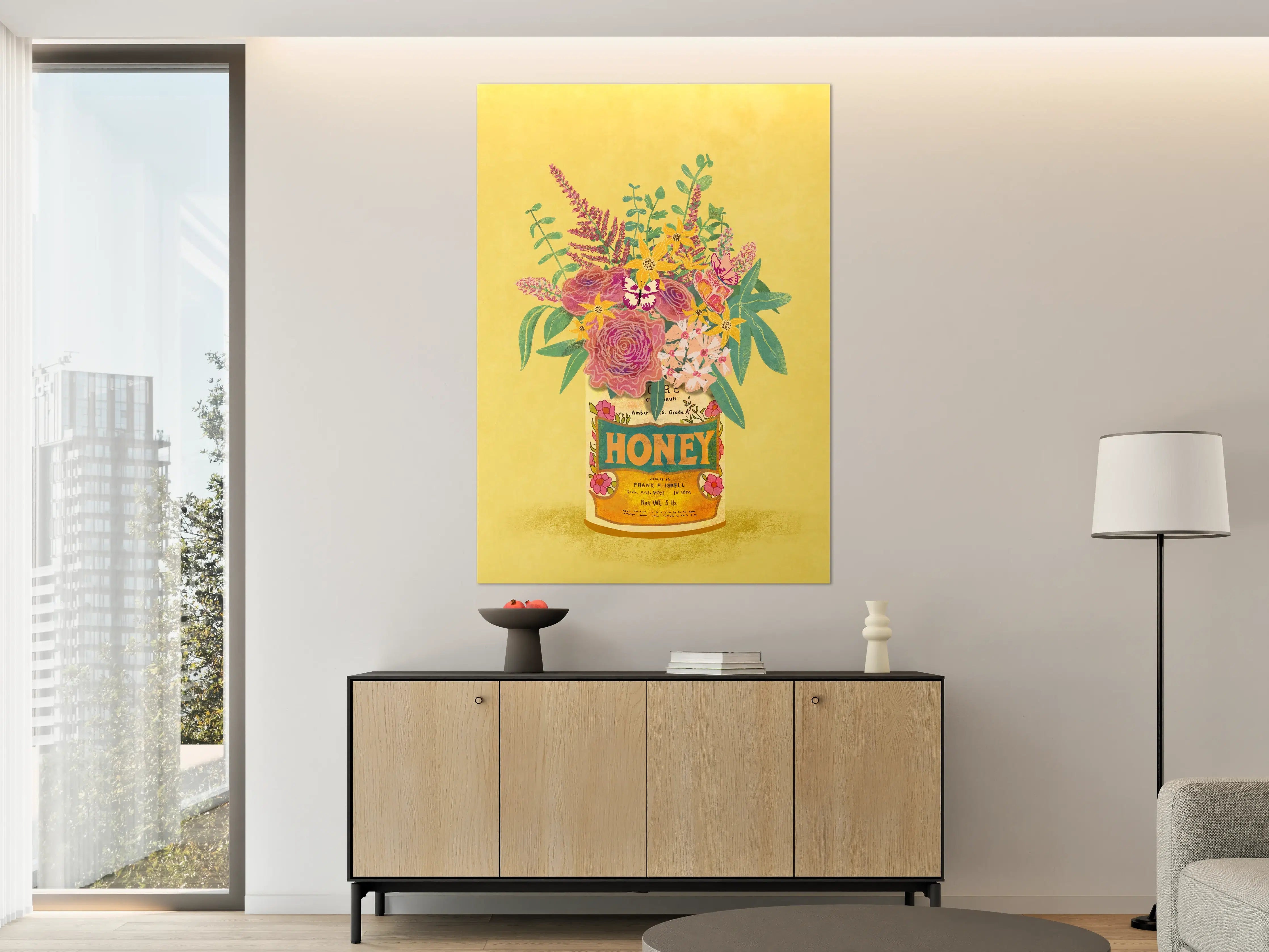 Große Wandbilder - Vintage-Gelb Blumen Honigdose