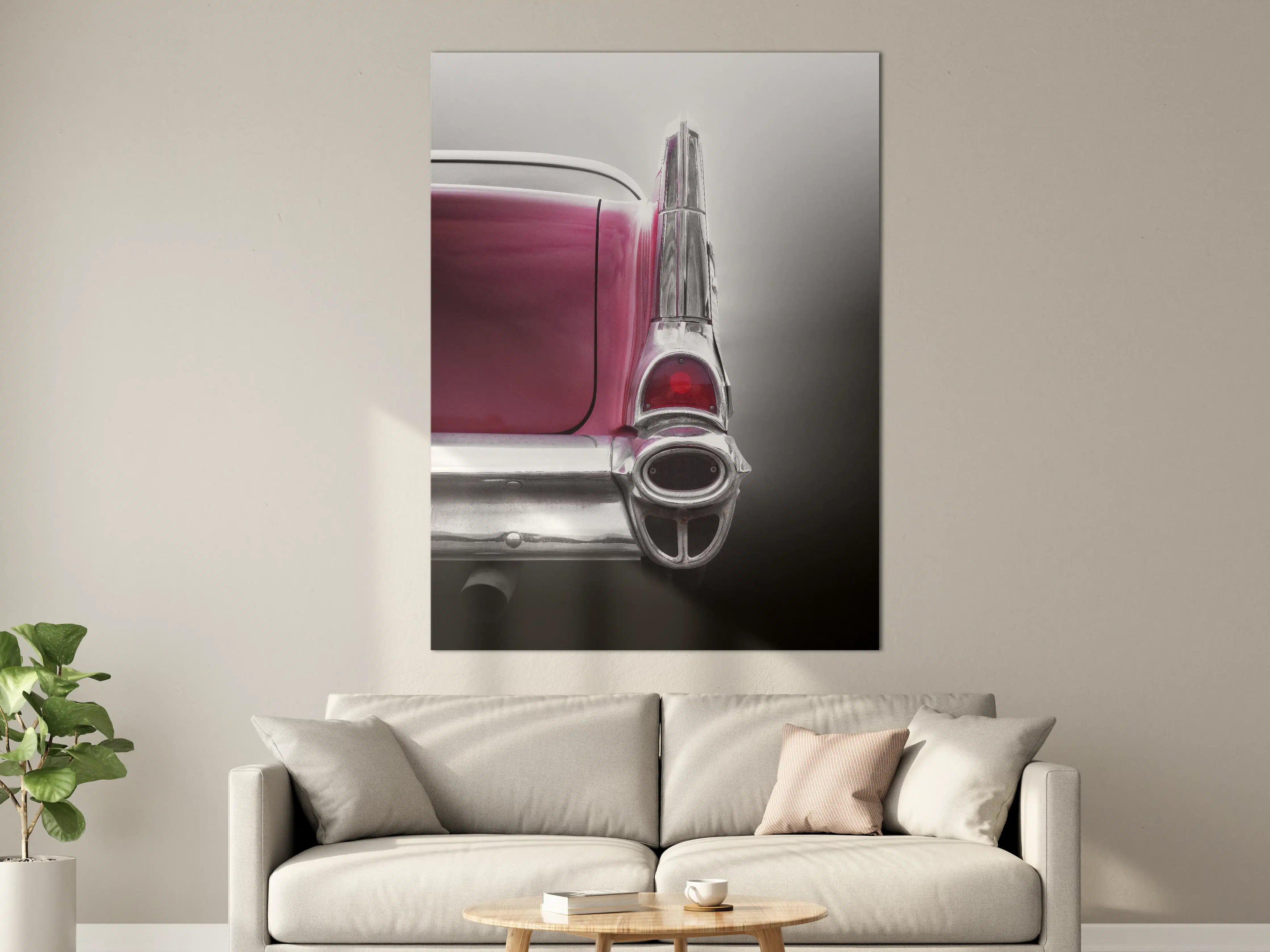 Große Wandbilder - Vintage-Oldtimer in Pink-Silber