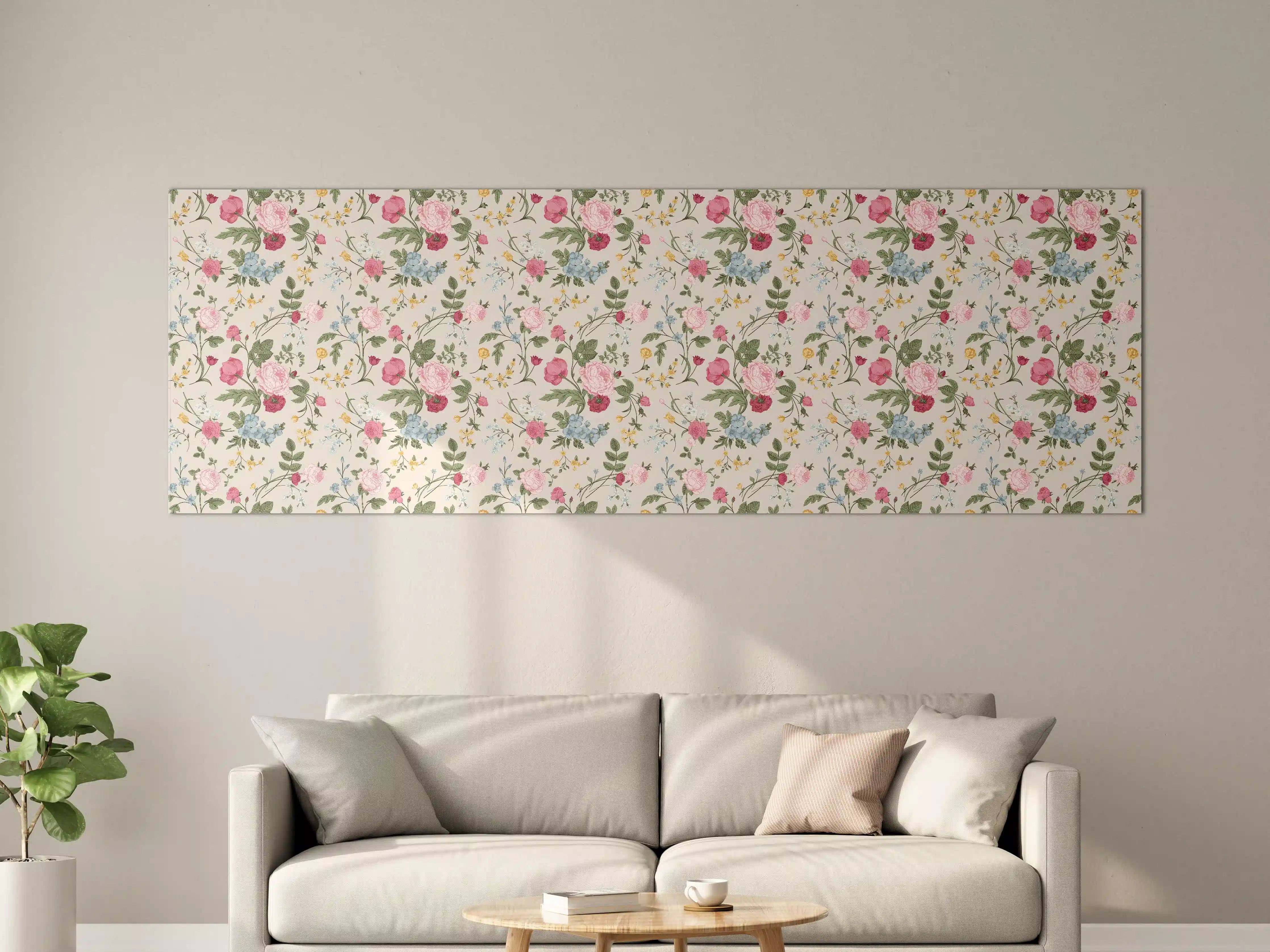 Große Wandbilder - Vintage Rosenmuster Rosa-Beige