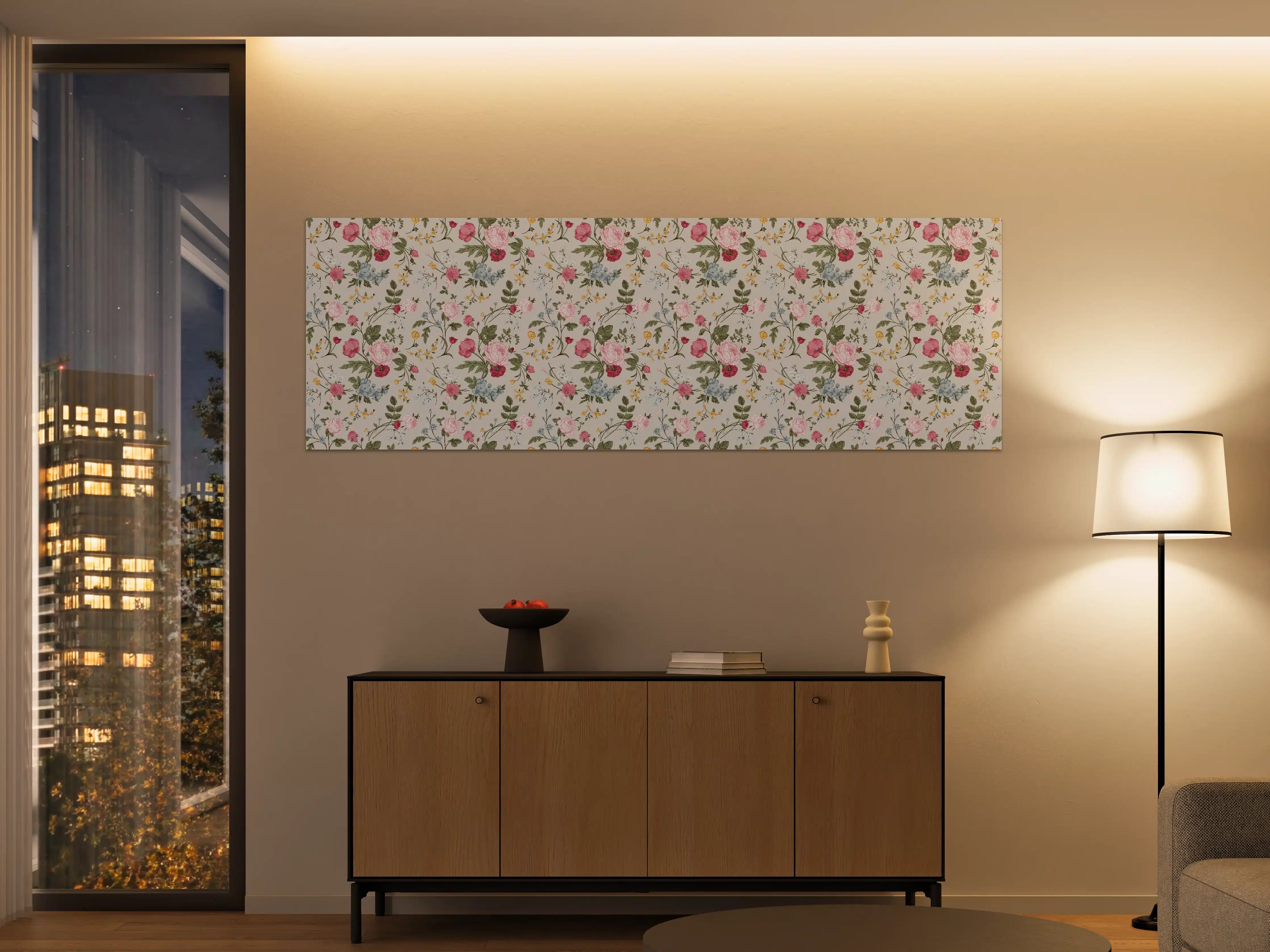 Große Wandbilder - Vintage Rosenmuster Rosa-Beige