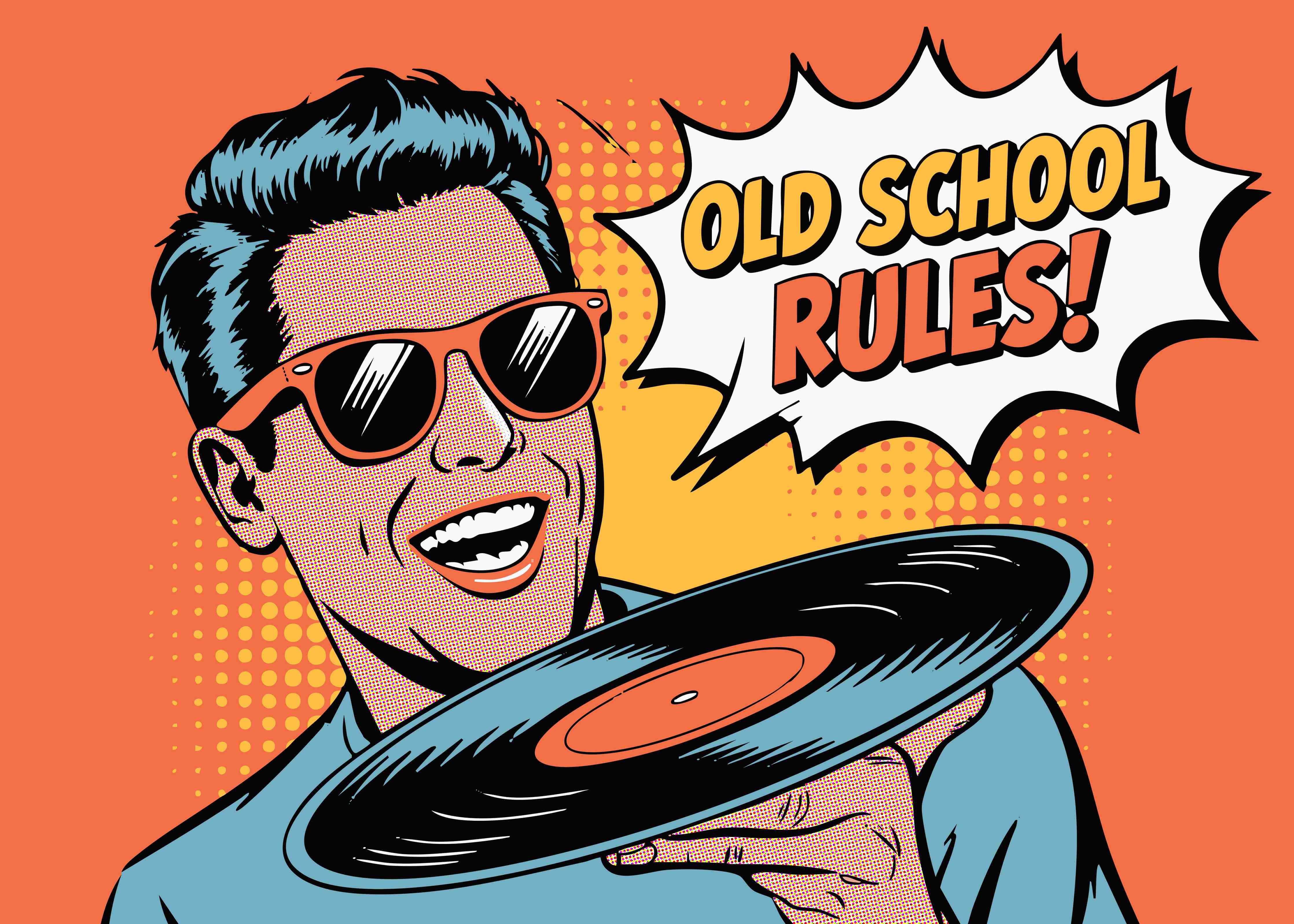 Große Wandbilder-Vintage-Vinyl mit Retro-Comic-Design