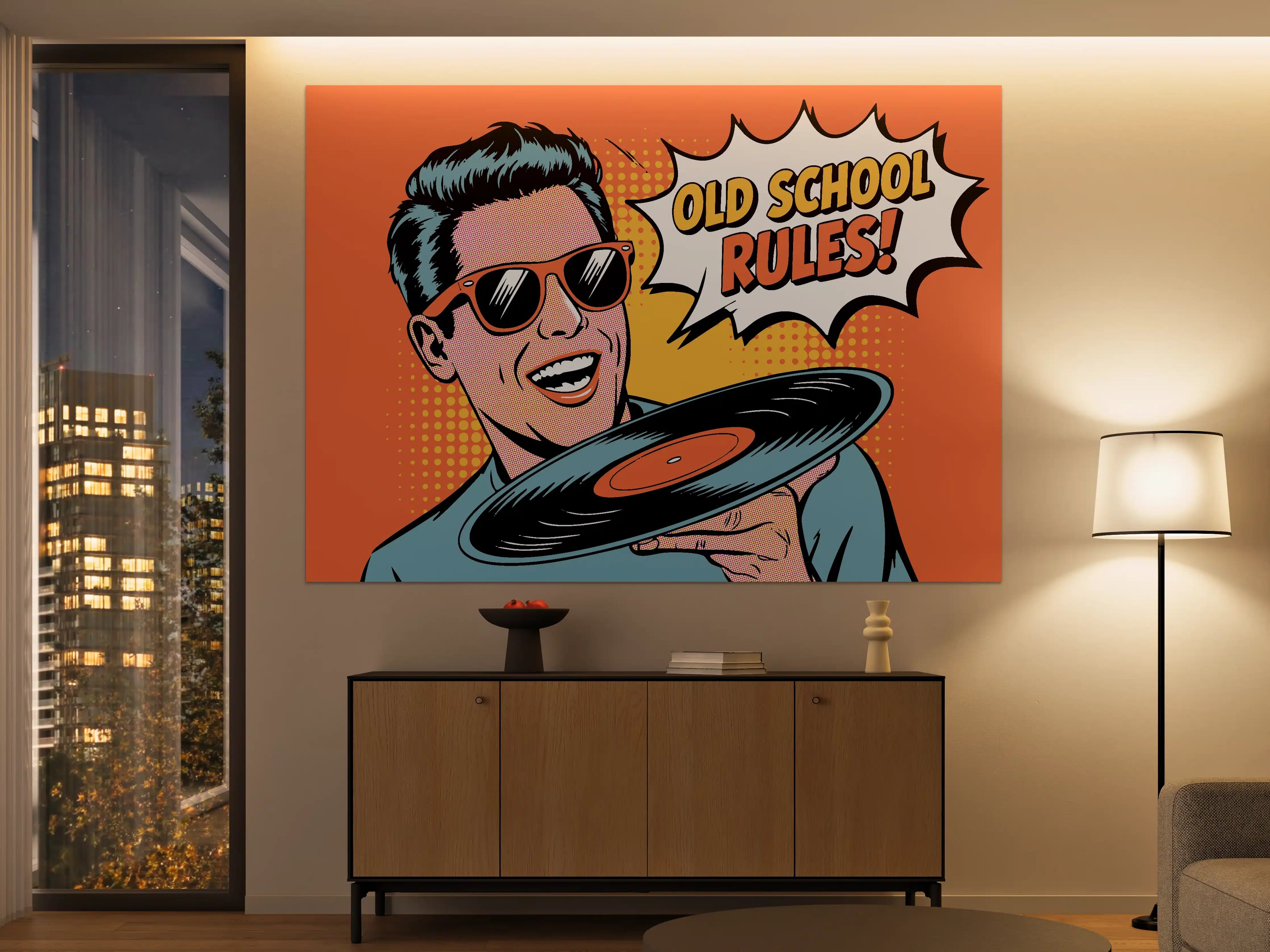 Große Wandbilder - Vintage-Vinyl mit Retro-Comic-Design