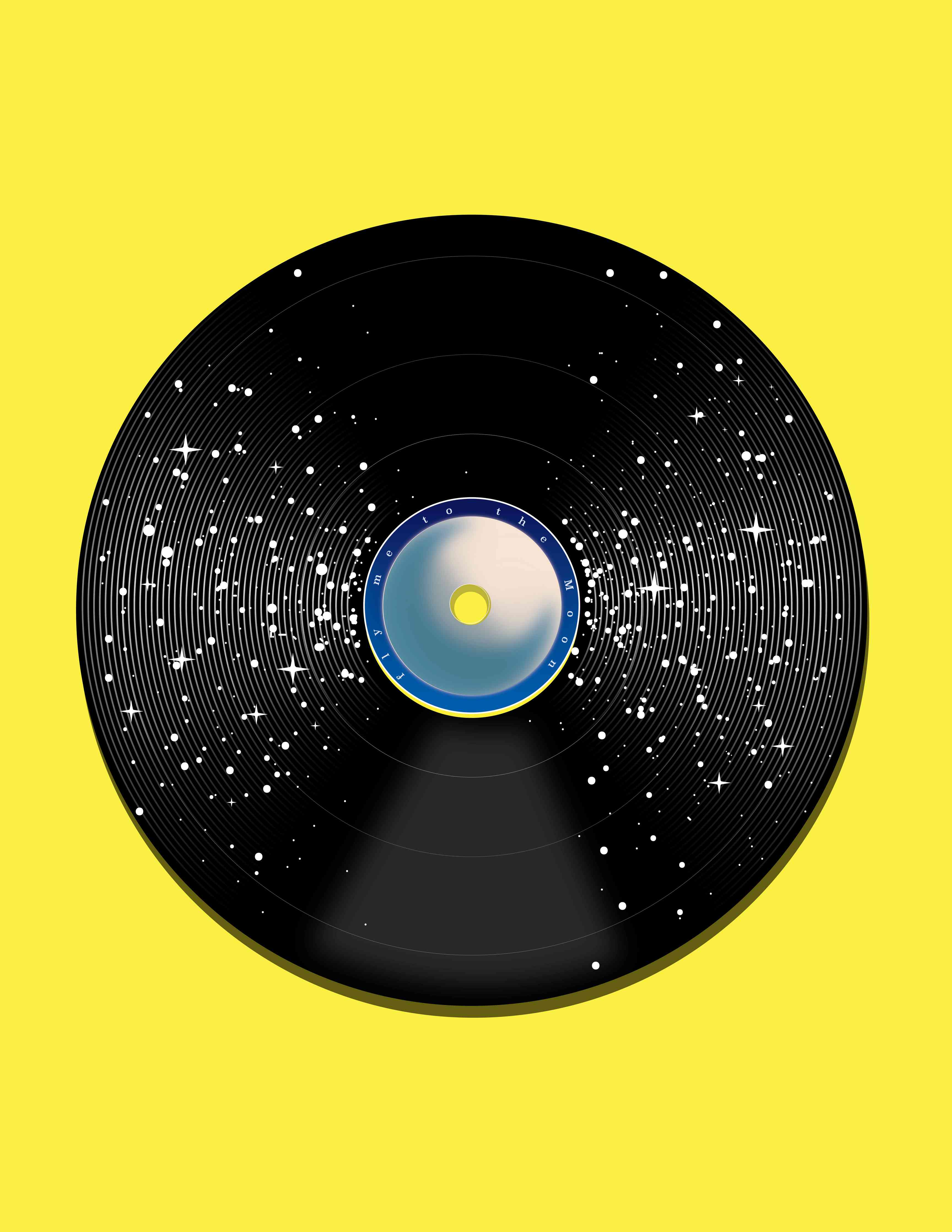 Große Wandbilder-Vinyl-Plattenspieler mit Sternenhimmel-Design