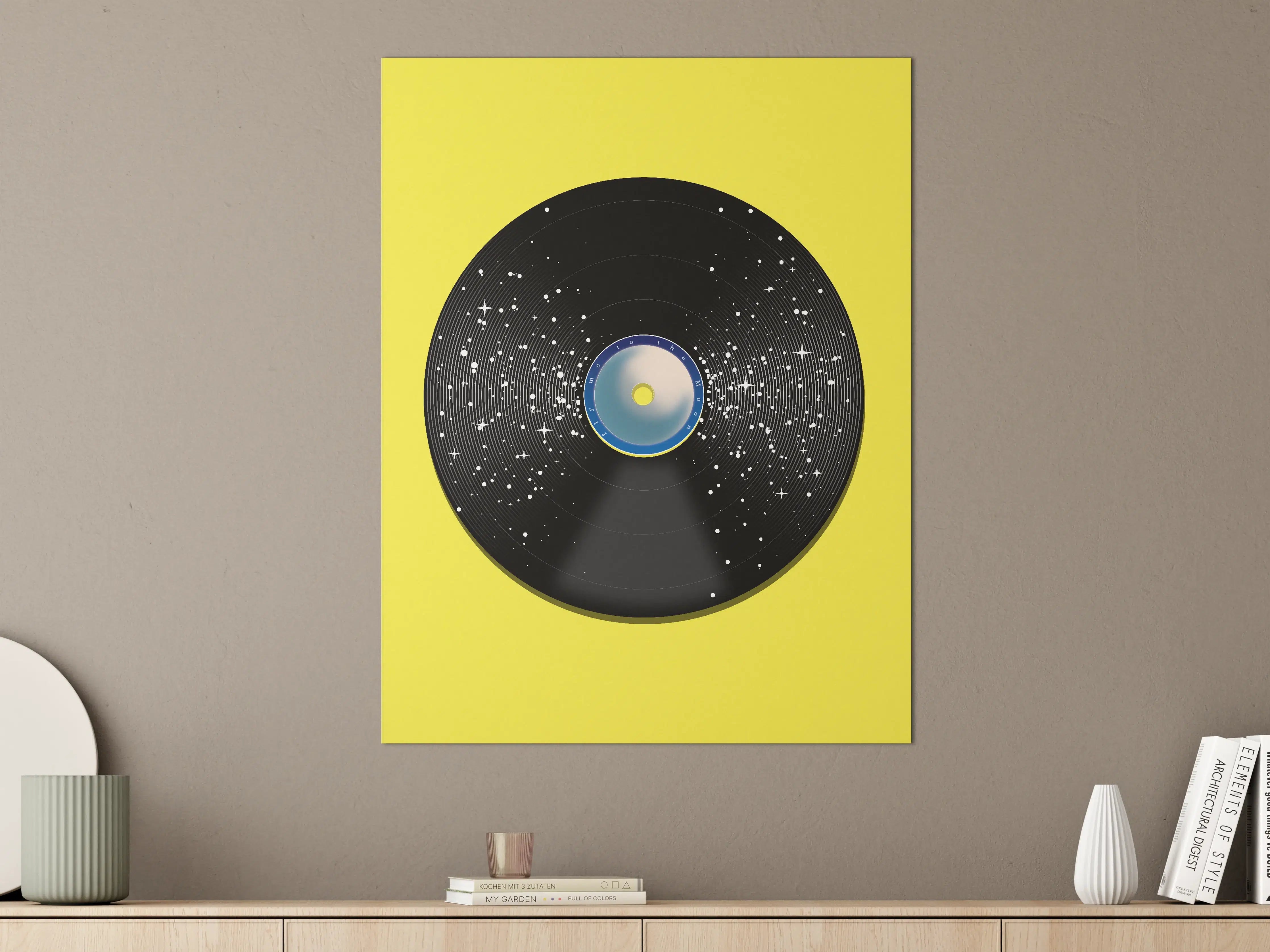 Große Wandbilder - Vinyl-Plattenspieler mit Sternenhimmel-Design