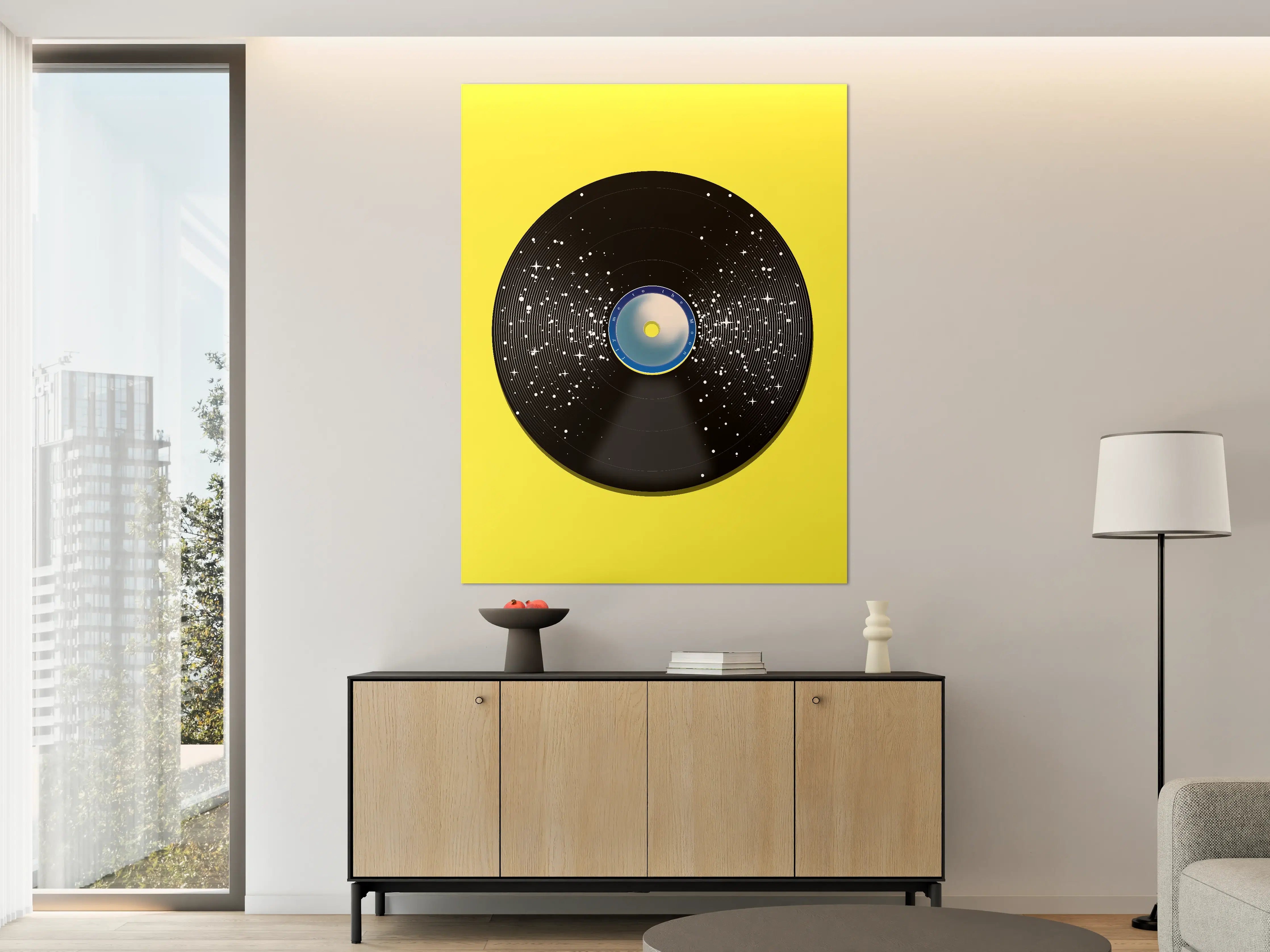 Große Wandbilder - Vinyl-Plattenspieler mit Sternenhimmel-Design