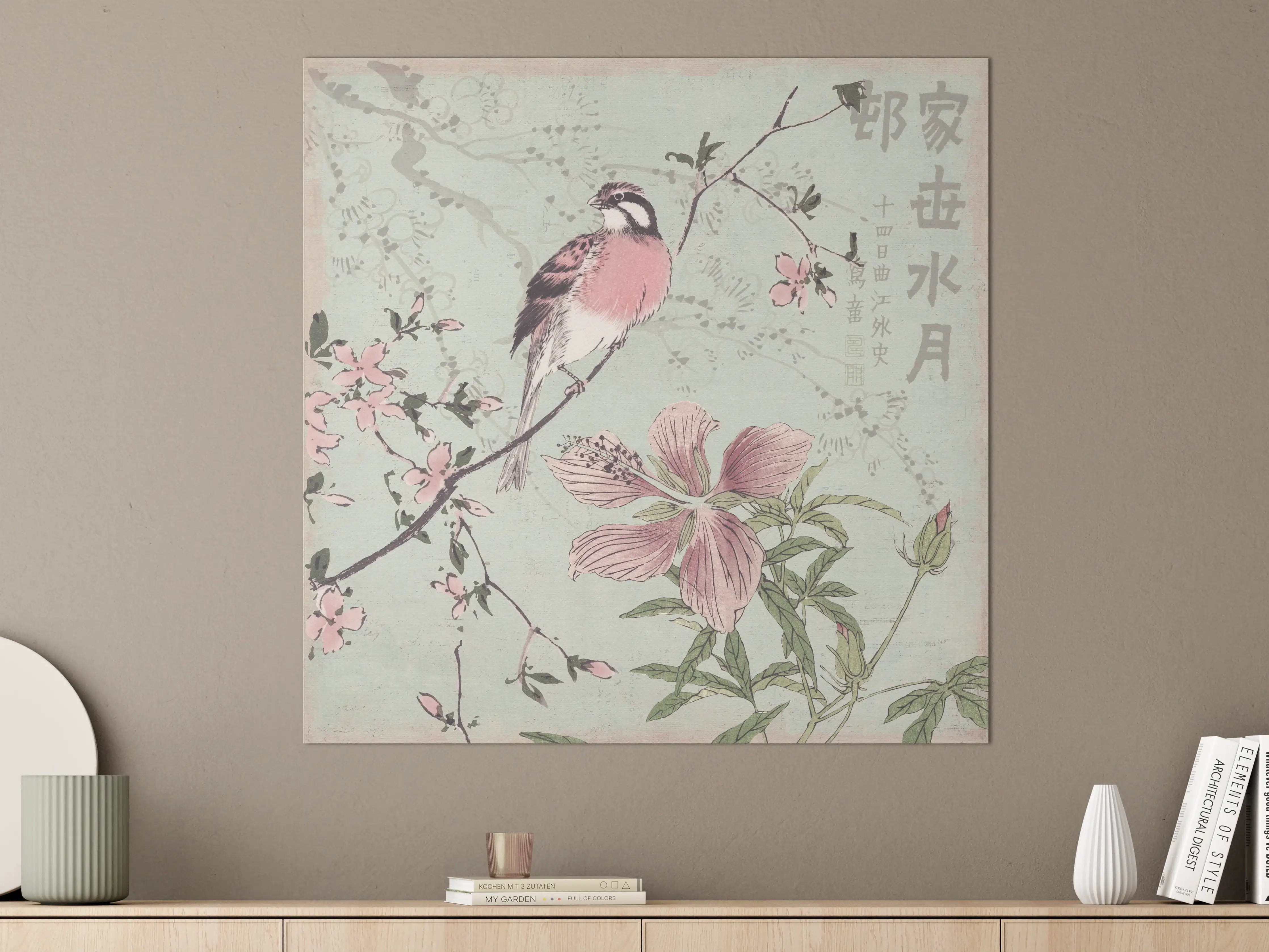 Große Wandbilder - Vogel Zeichnung - Floral