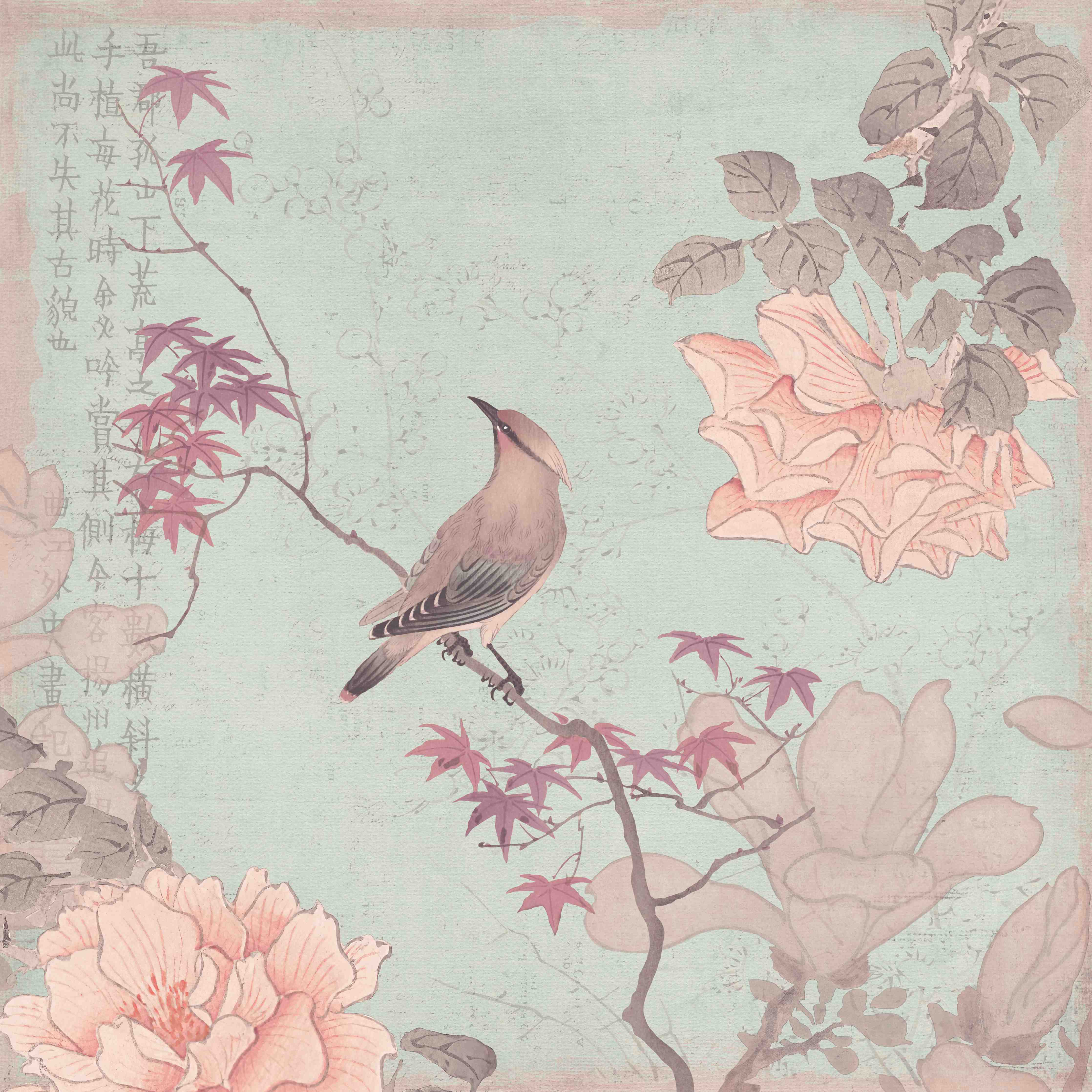 Große Wandbilder-Vogel Zeichnung - Rosa
