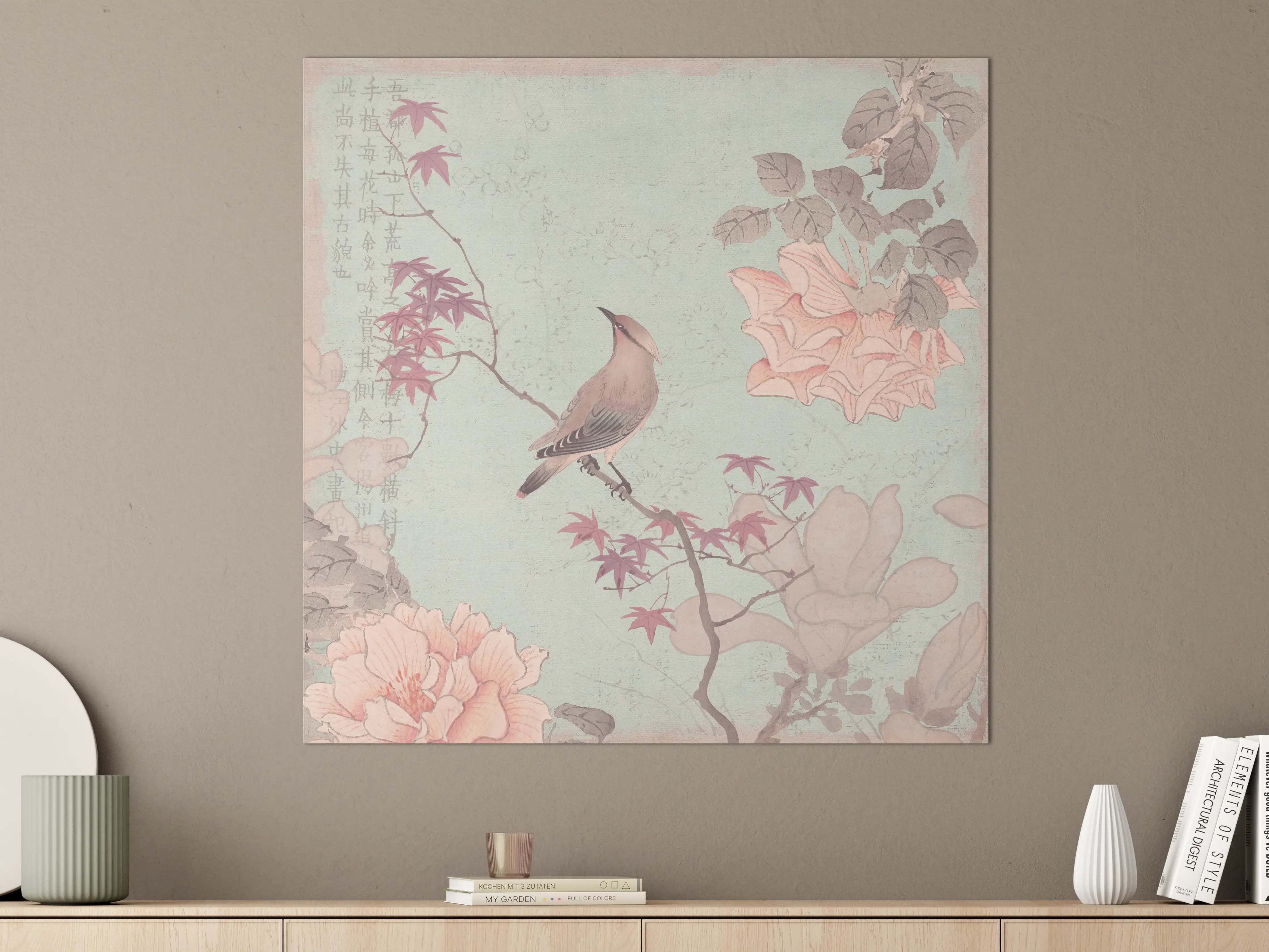 Große Wandbilder - Vogel Zeichnung - Rosa
