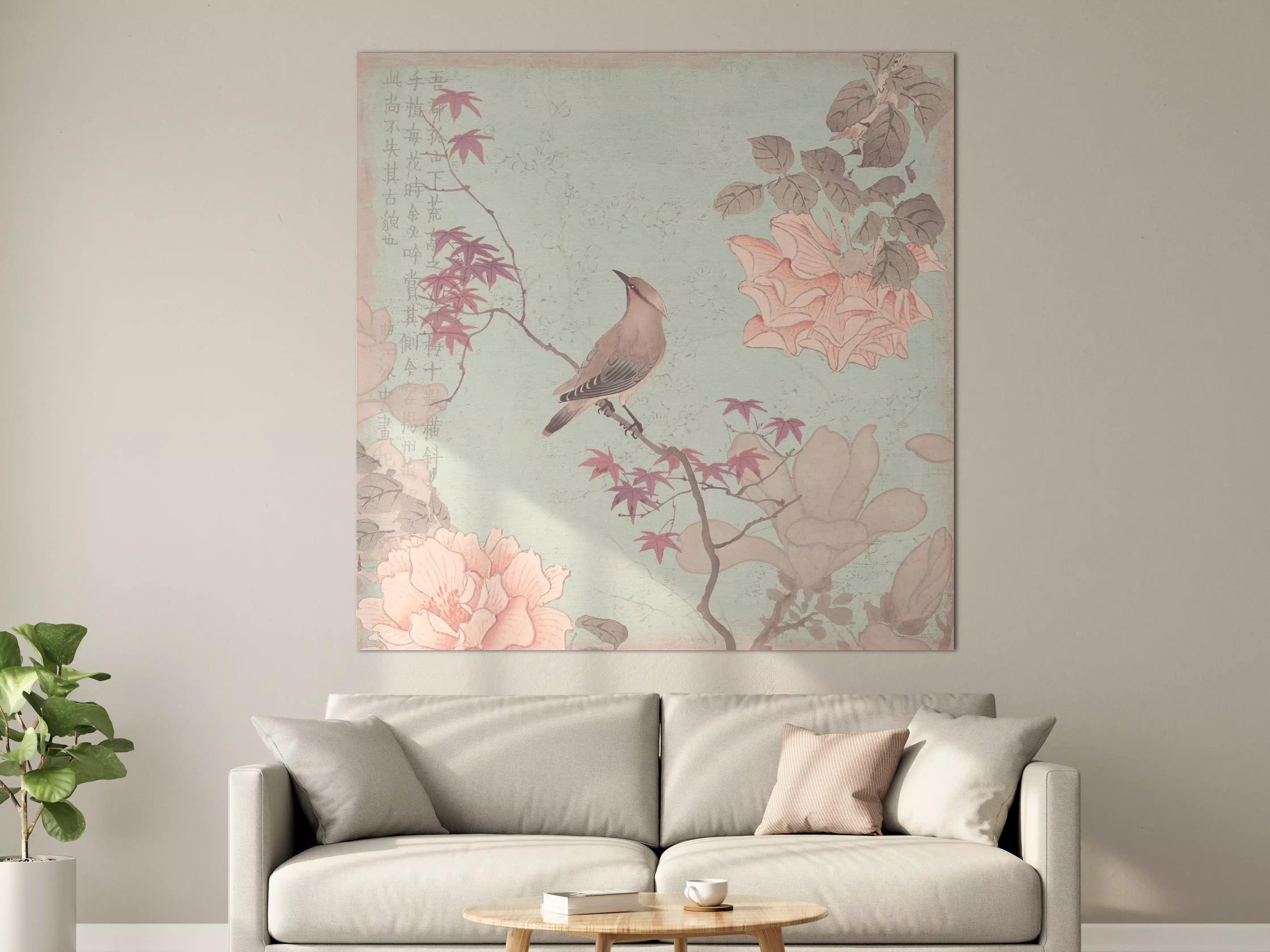 Große Wandbilder - Vogel Zeichnung - Rosa
