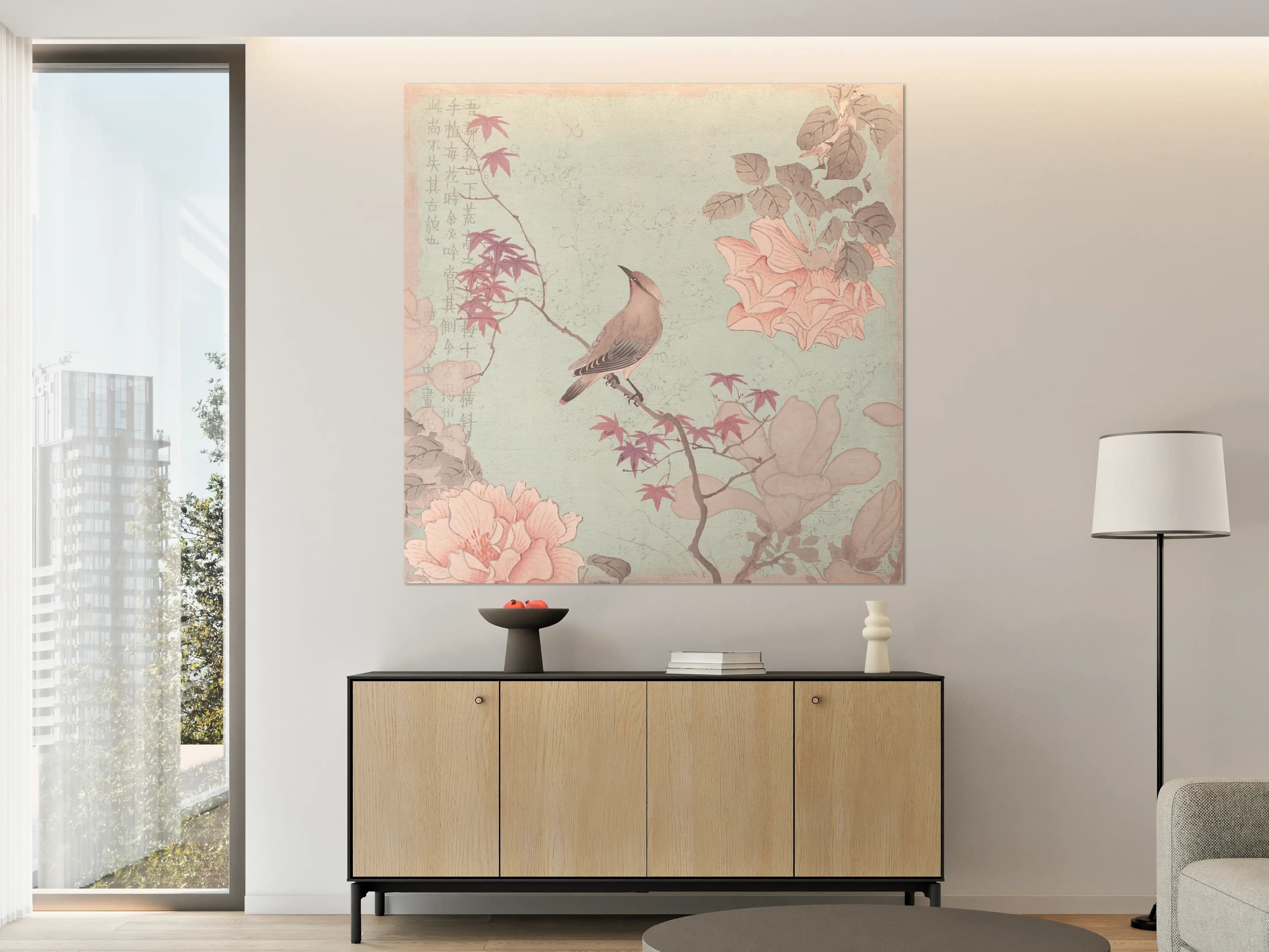 Große Wandbilder - Vogel Zeichnung - Rosa