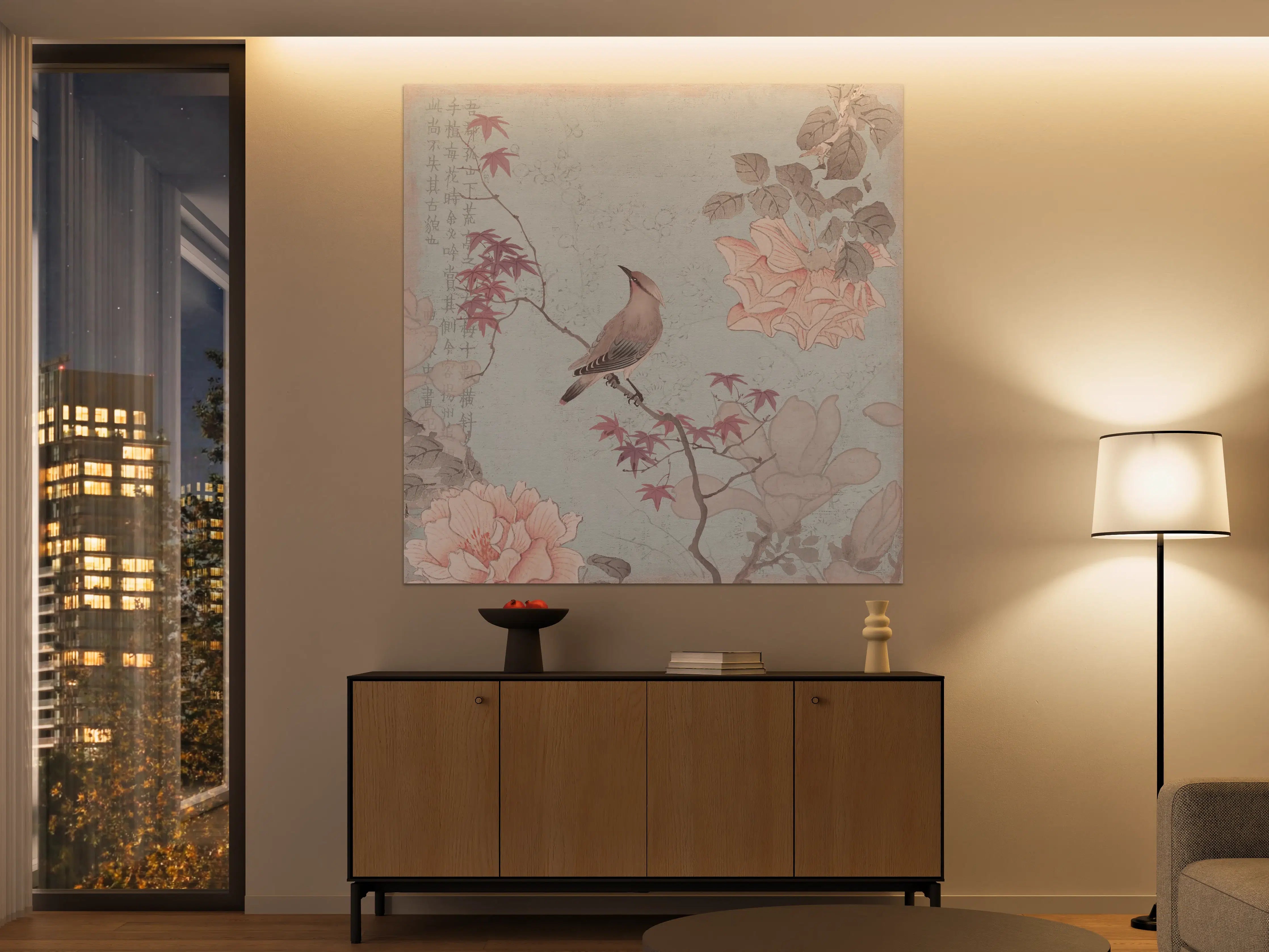 Große Wandbilder - Vogel Zeichnung - Rosa