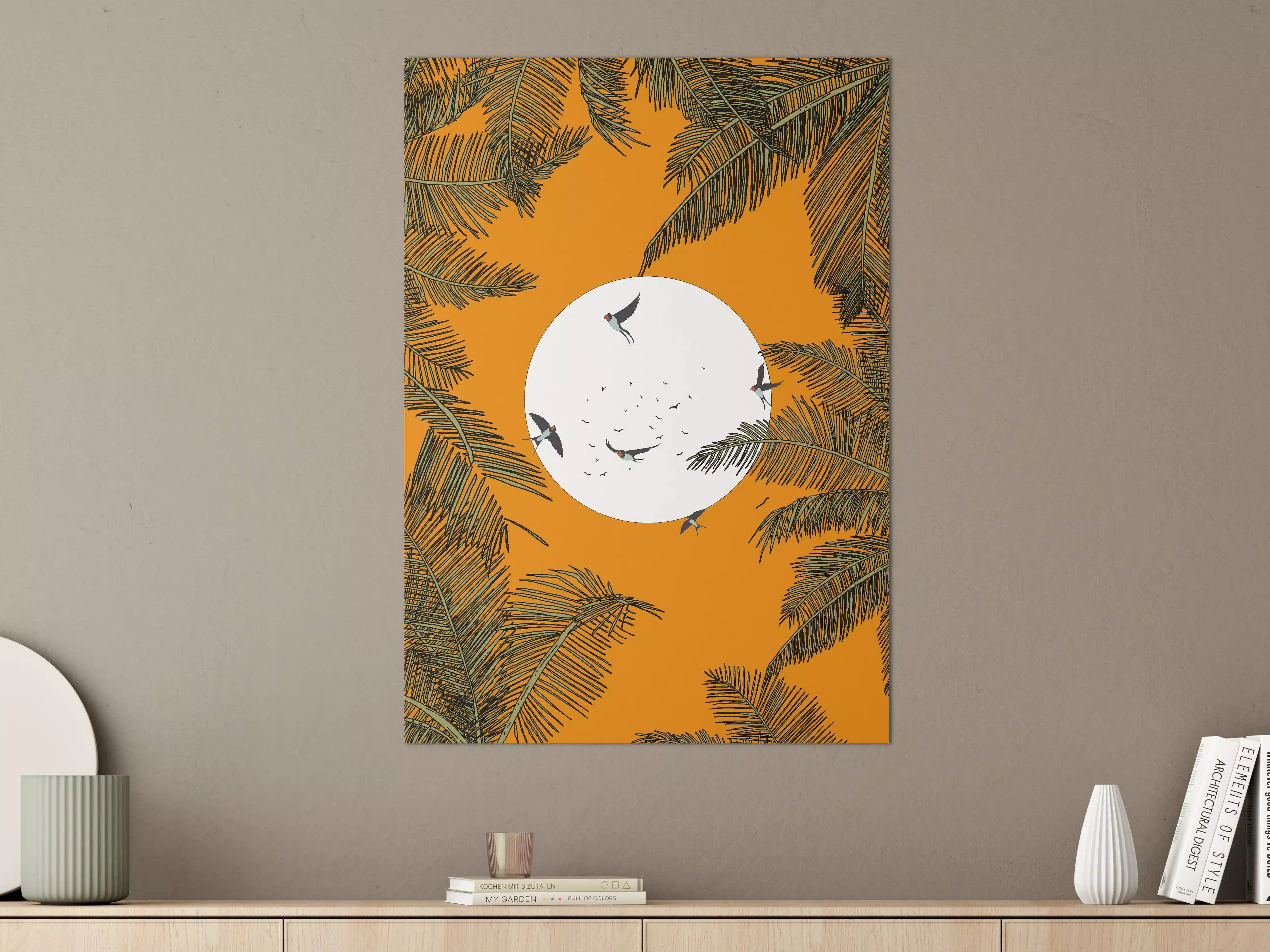 Große Wandbilder - Vogel im Sonnenmond