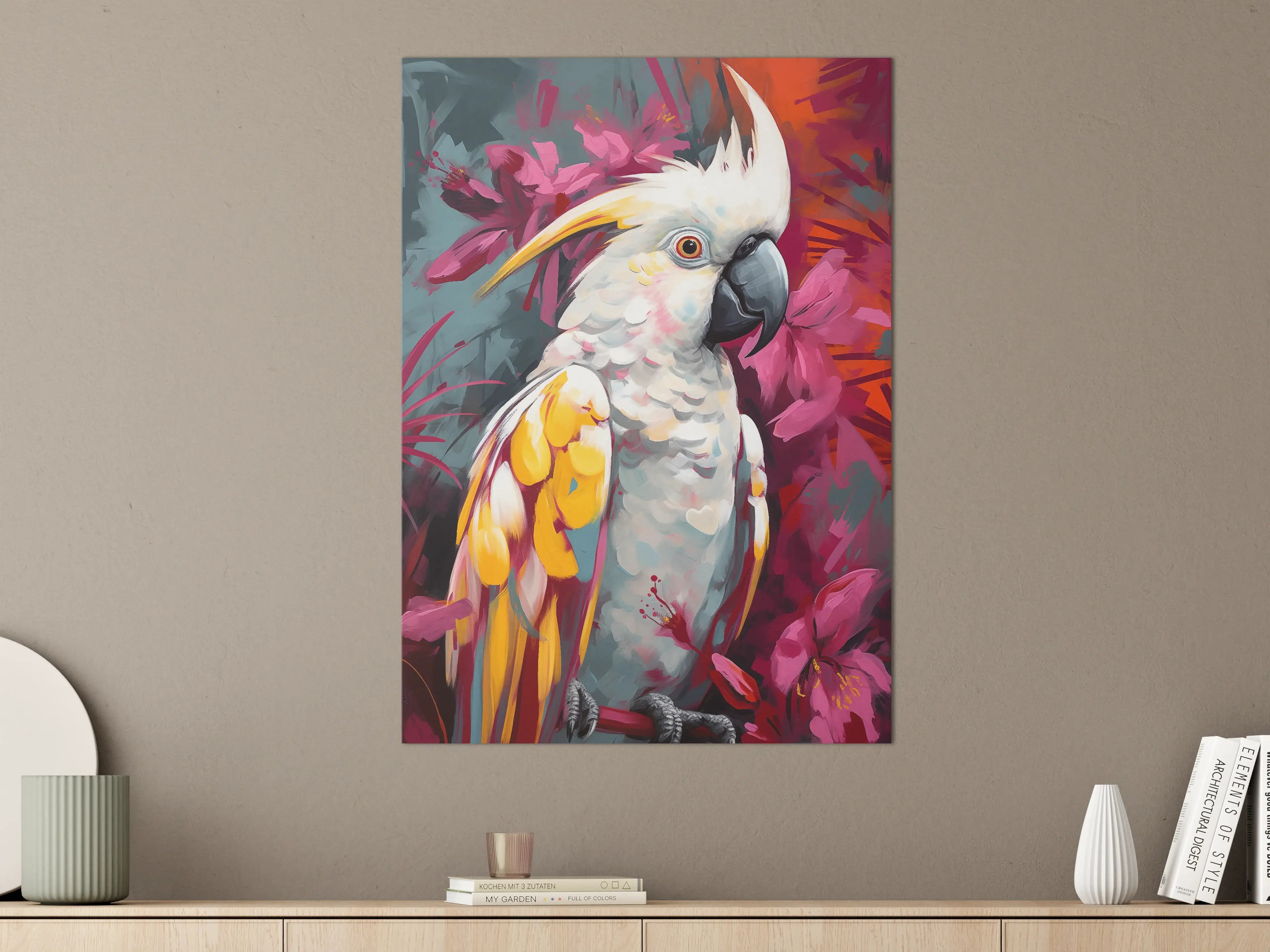 Große Wandbilder - Vogelportrait mit bunten Federn