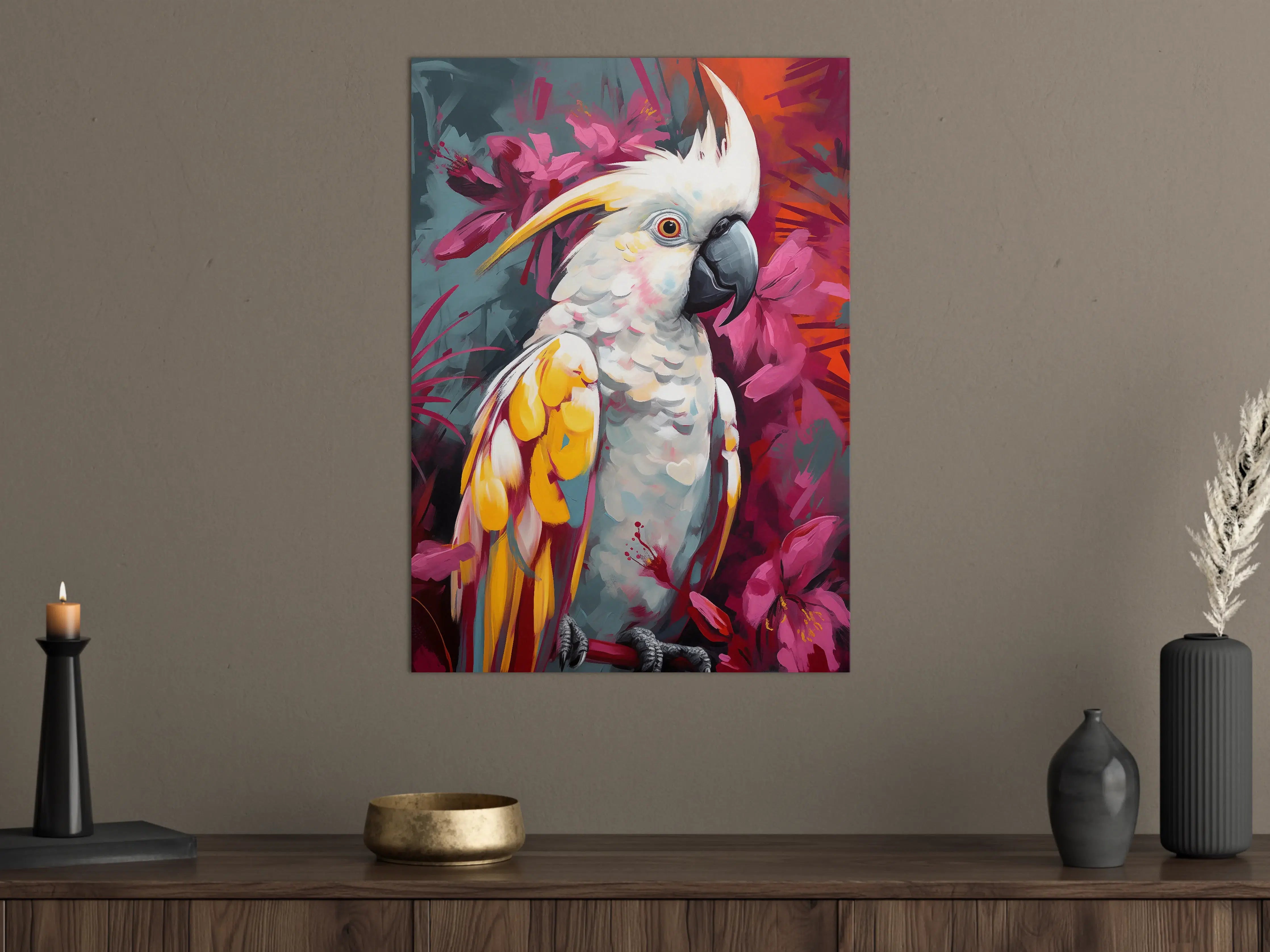 Große Wandbilder - Vogelportrait mit bunten Federn