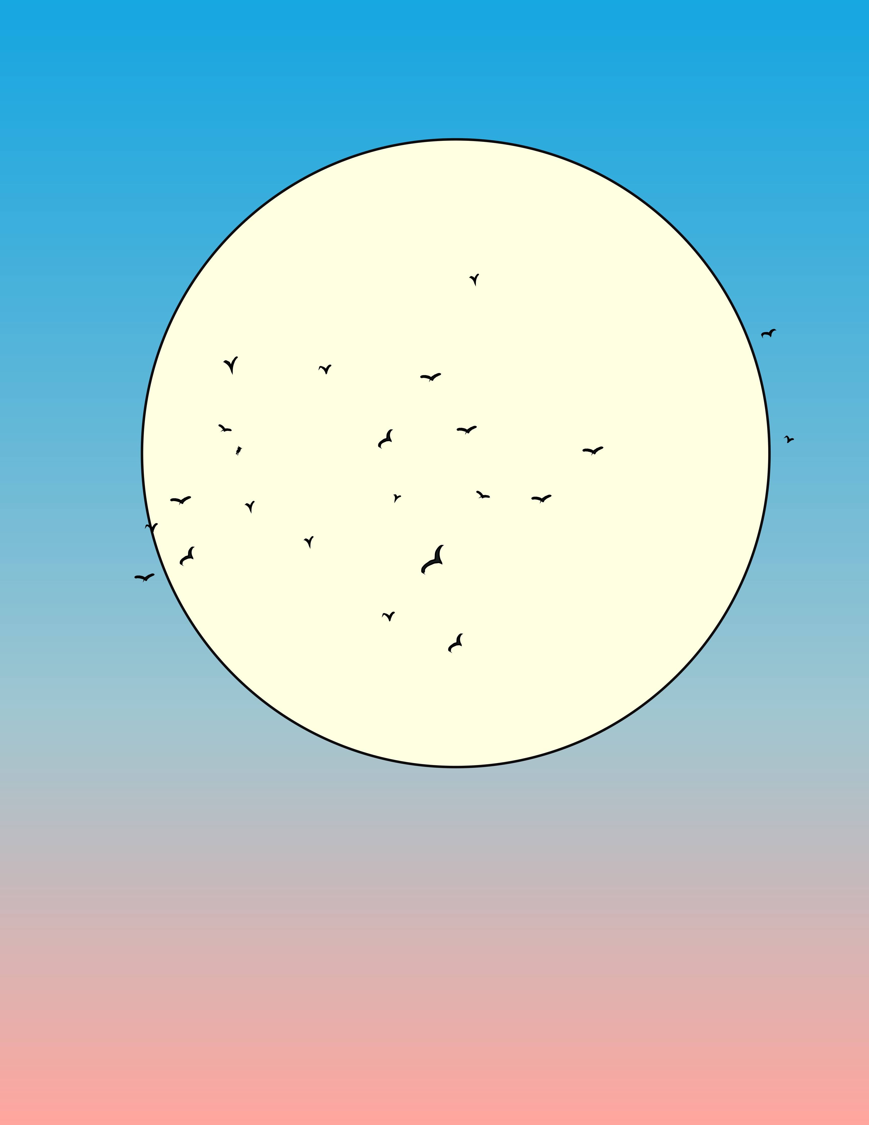 Große Wandbilder-Vogelzug vor dem Vollmond