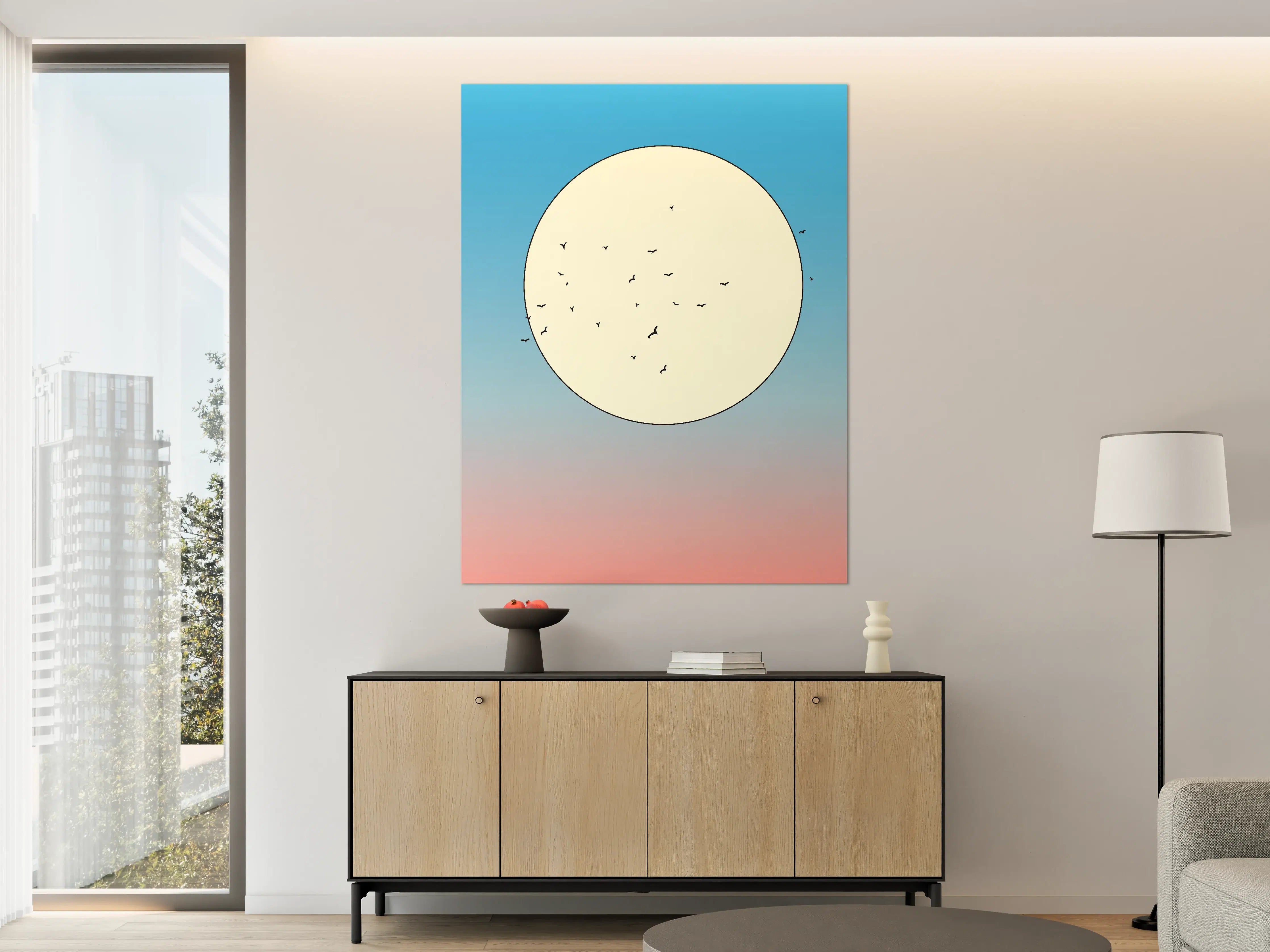 Große Wandbilder - Vogelzug vor dem Vollmond