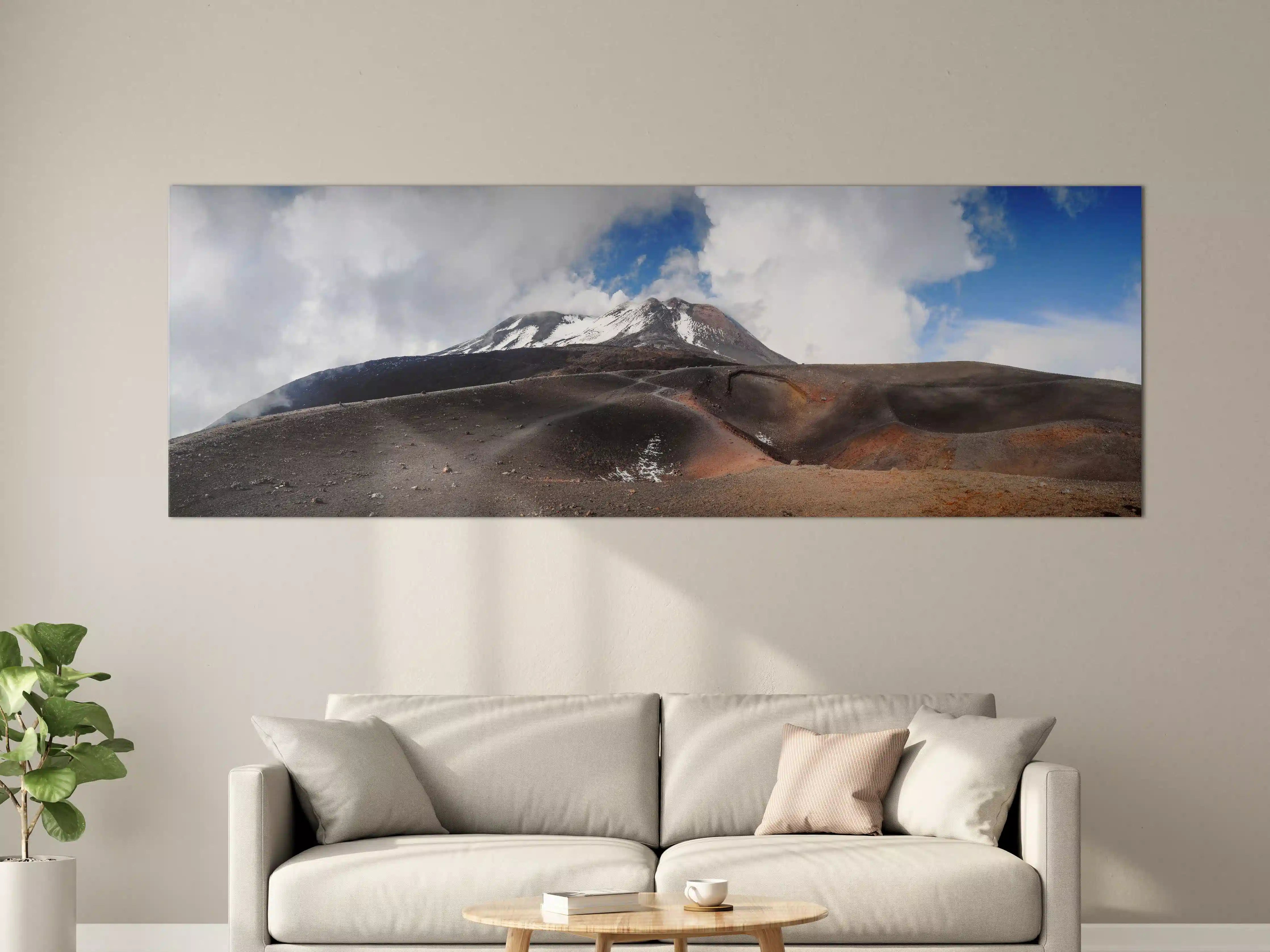 Große Wandbilder - Vulkan-Panorama Braun-Grau-Blau