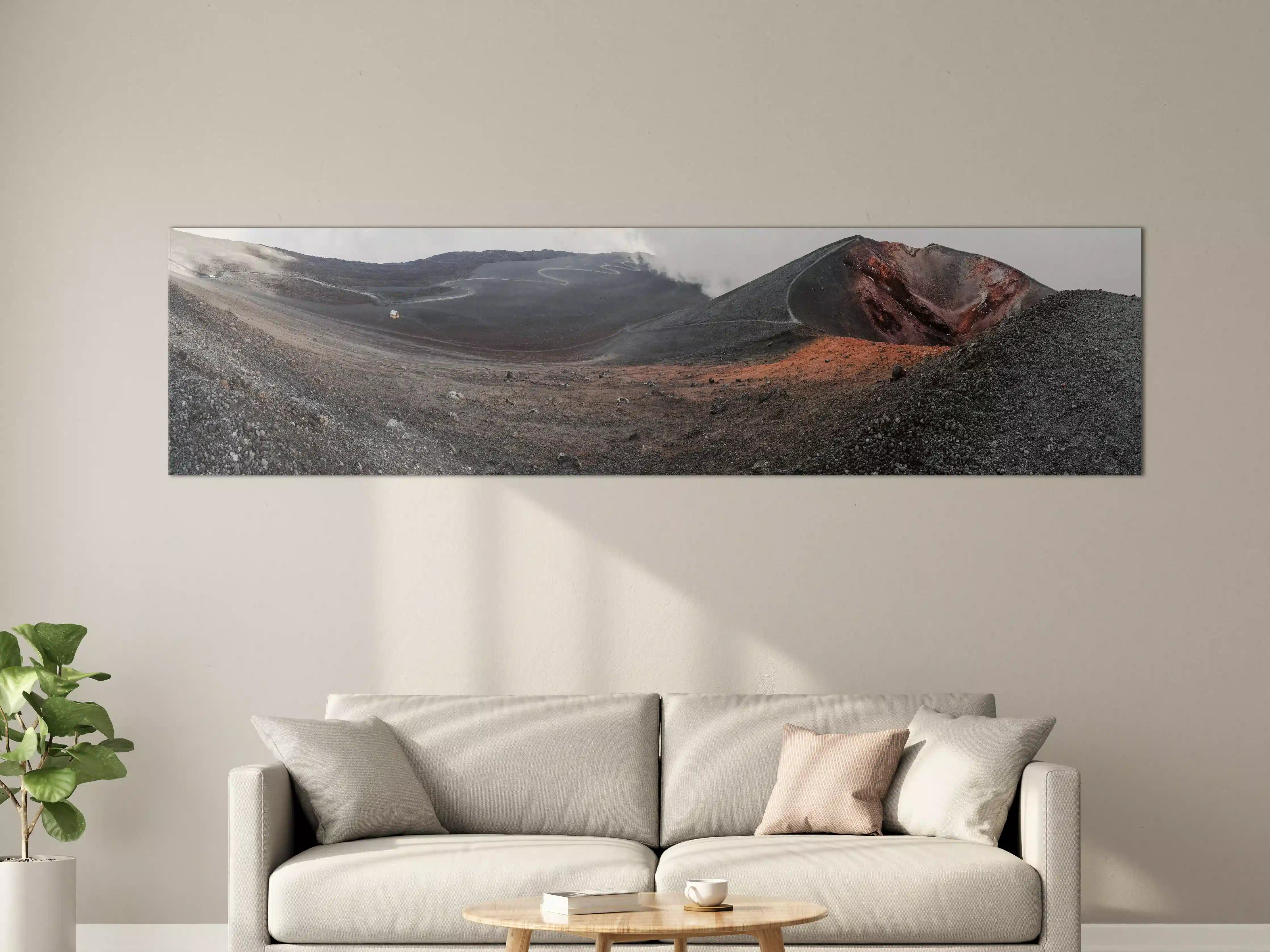 Große Wandbilder - Vulkankrater Schwarz-Grau-Orange Panorama