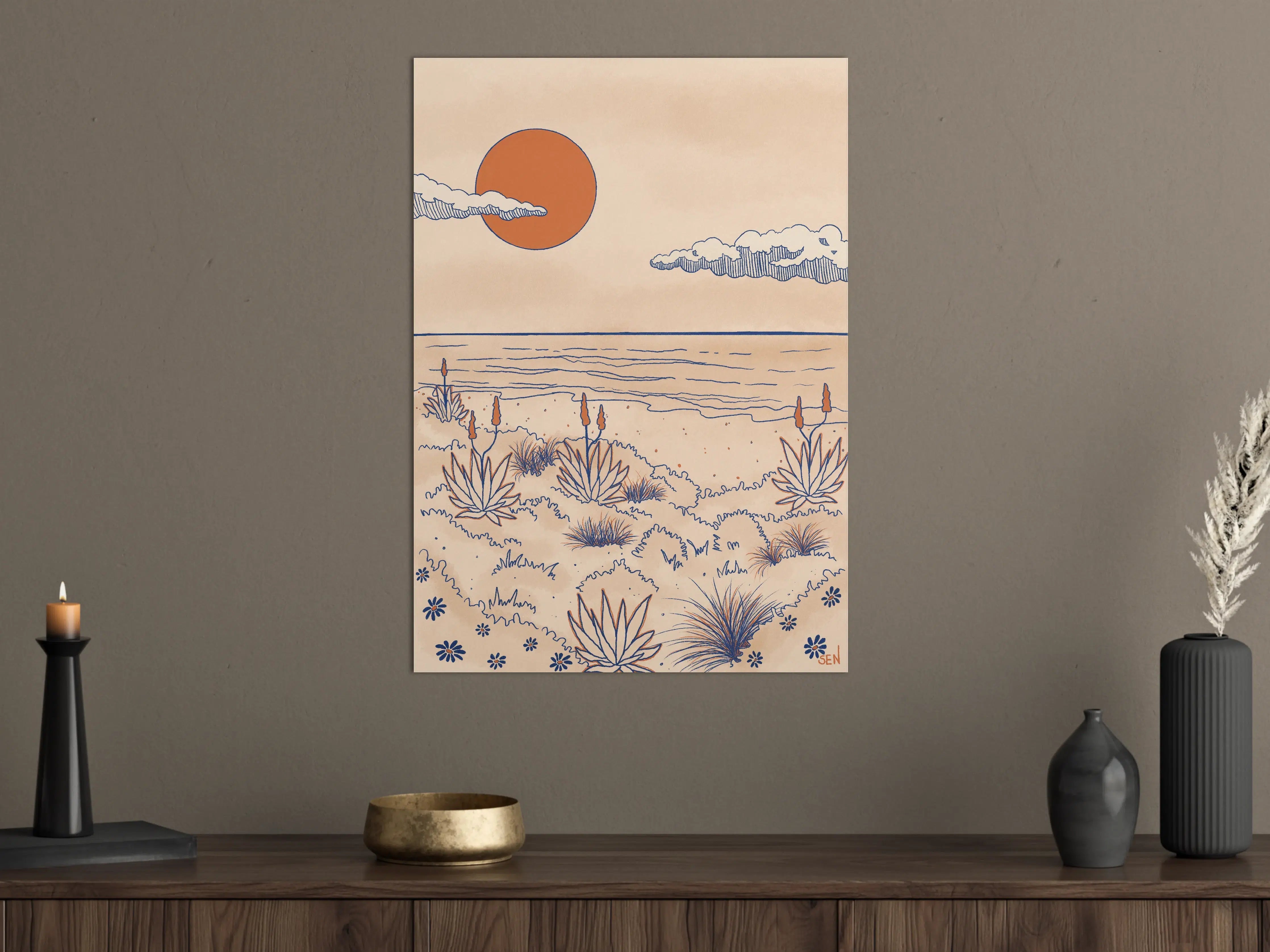 Große Wandbilder - Wärmende Sonnenuntergangsszene am Strand