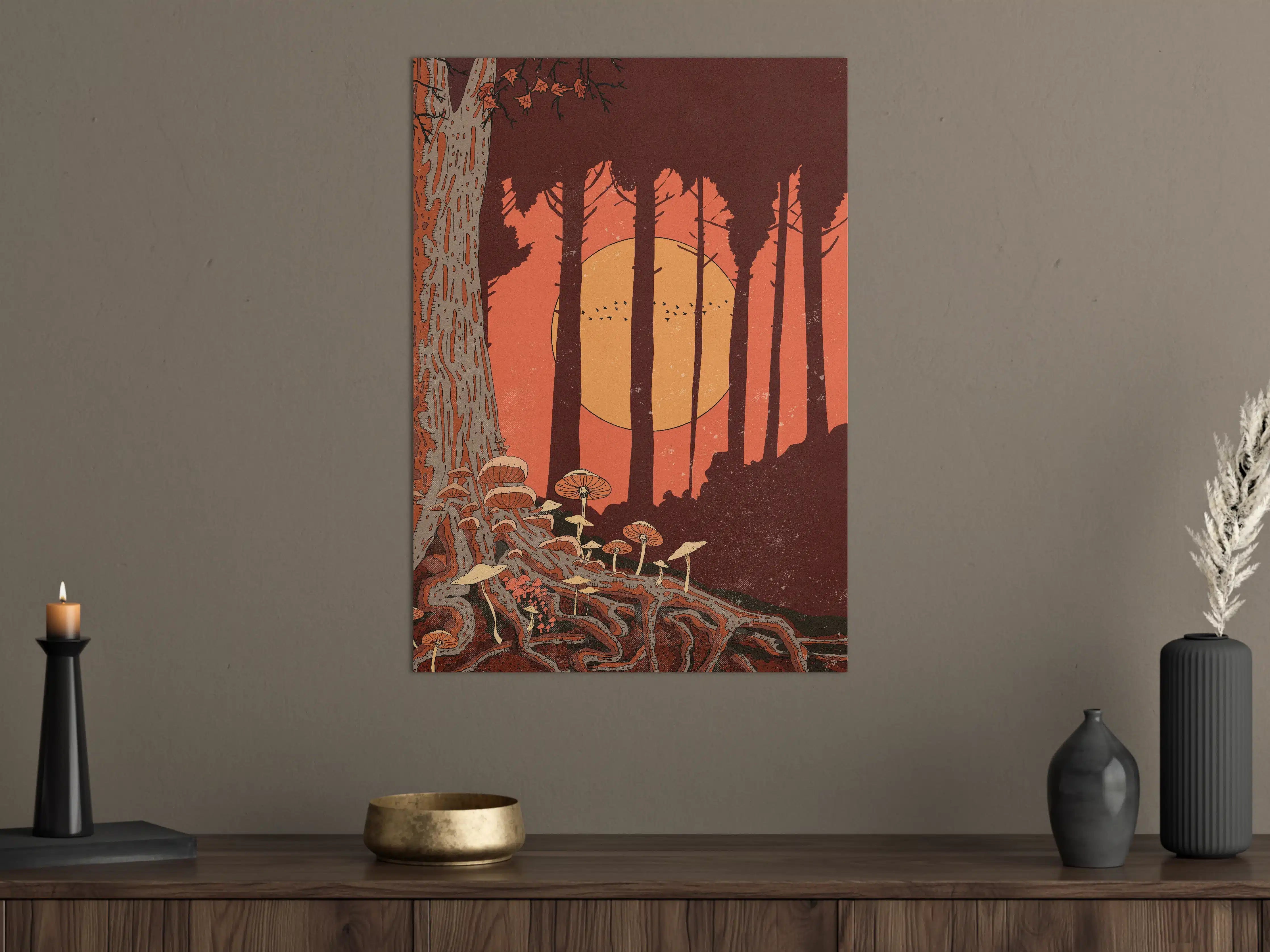 Große Wandbilder - Wald im Sonnenuntergang