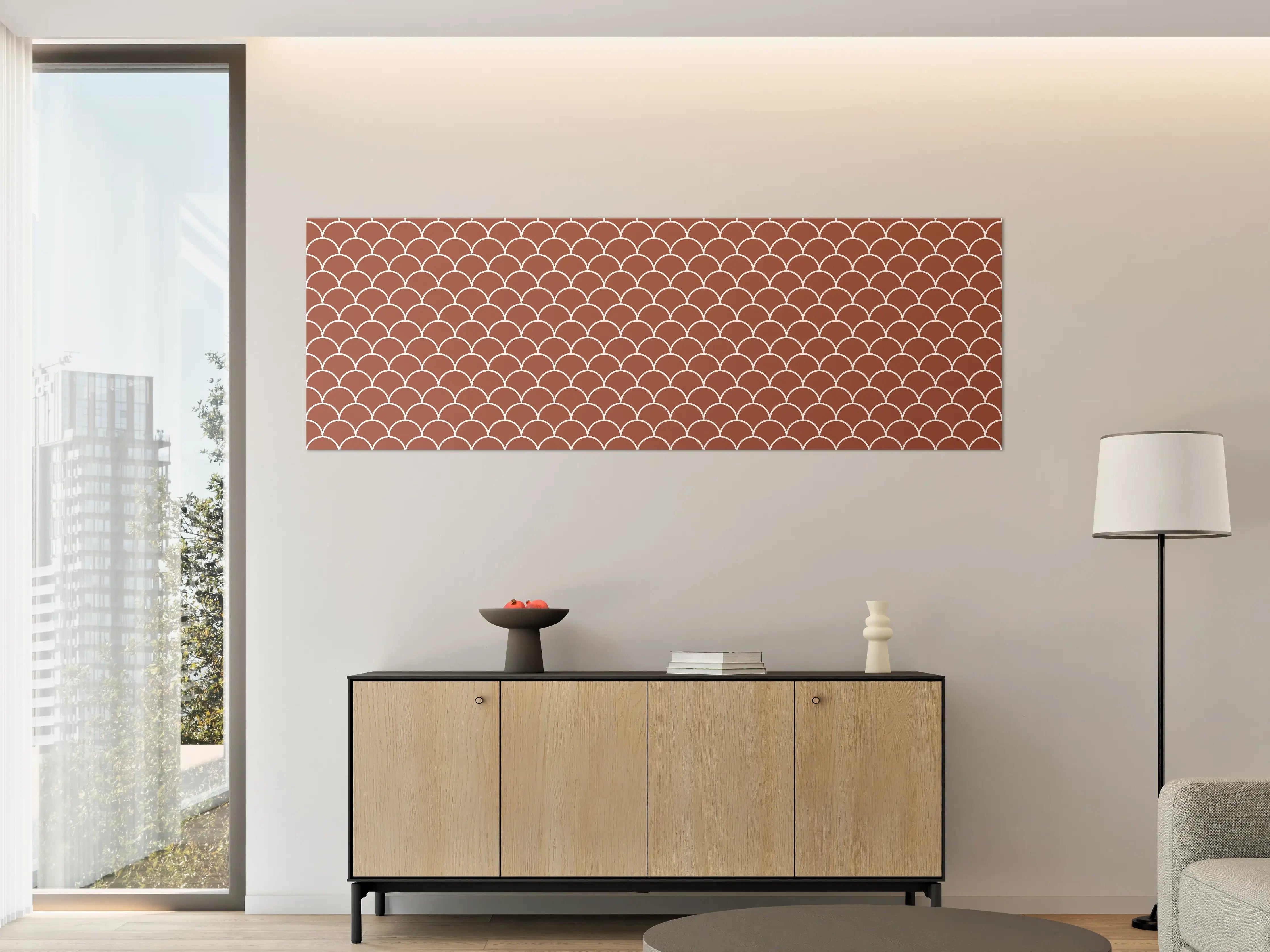 Große Wandbilder - Warmbraune Fischschuppen-Musterwand