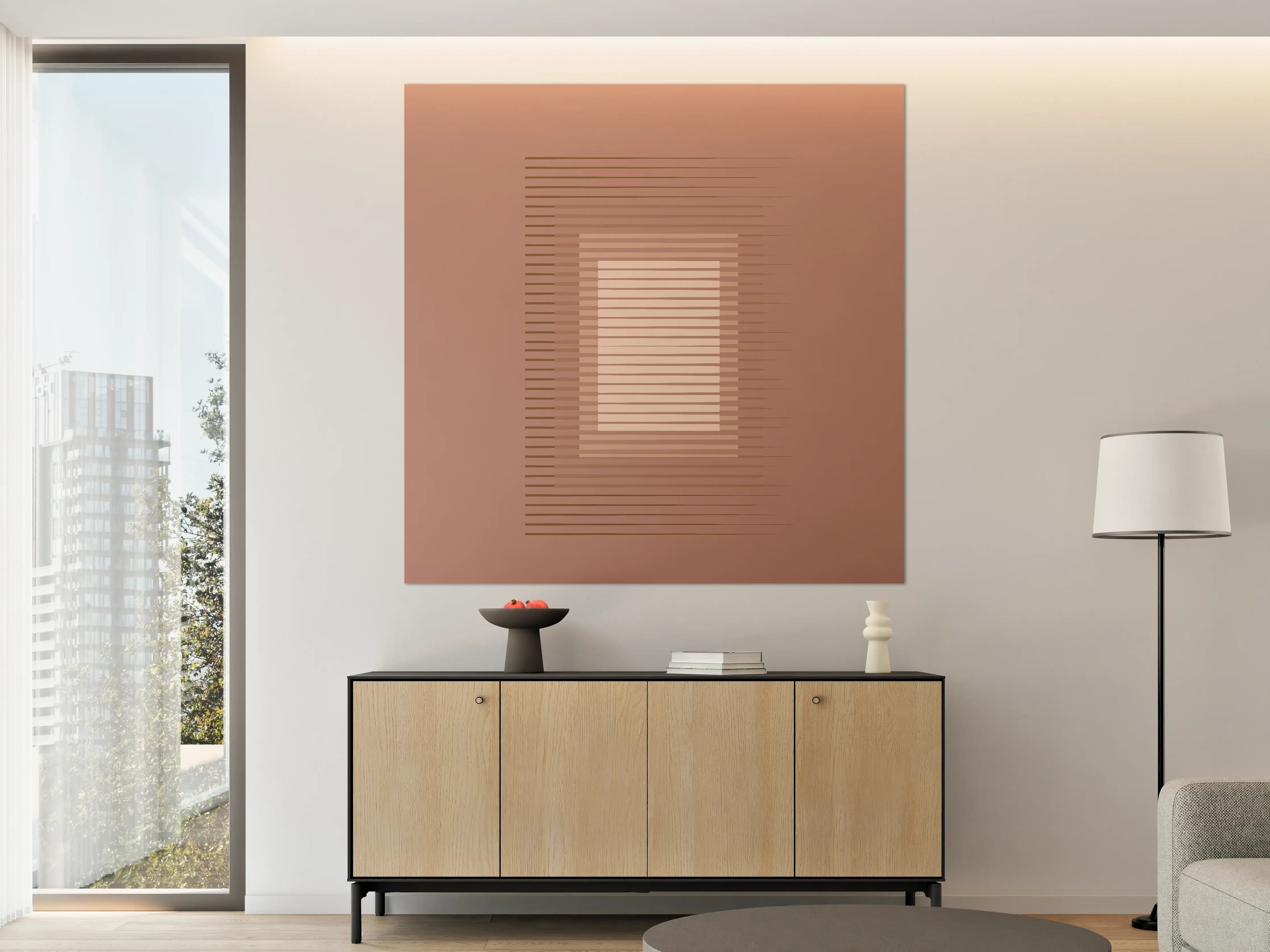 Große Wandbilder - Warme Braun-Töne mit Linienmuster