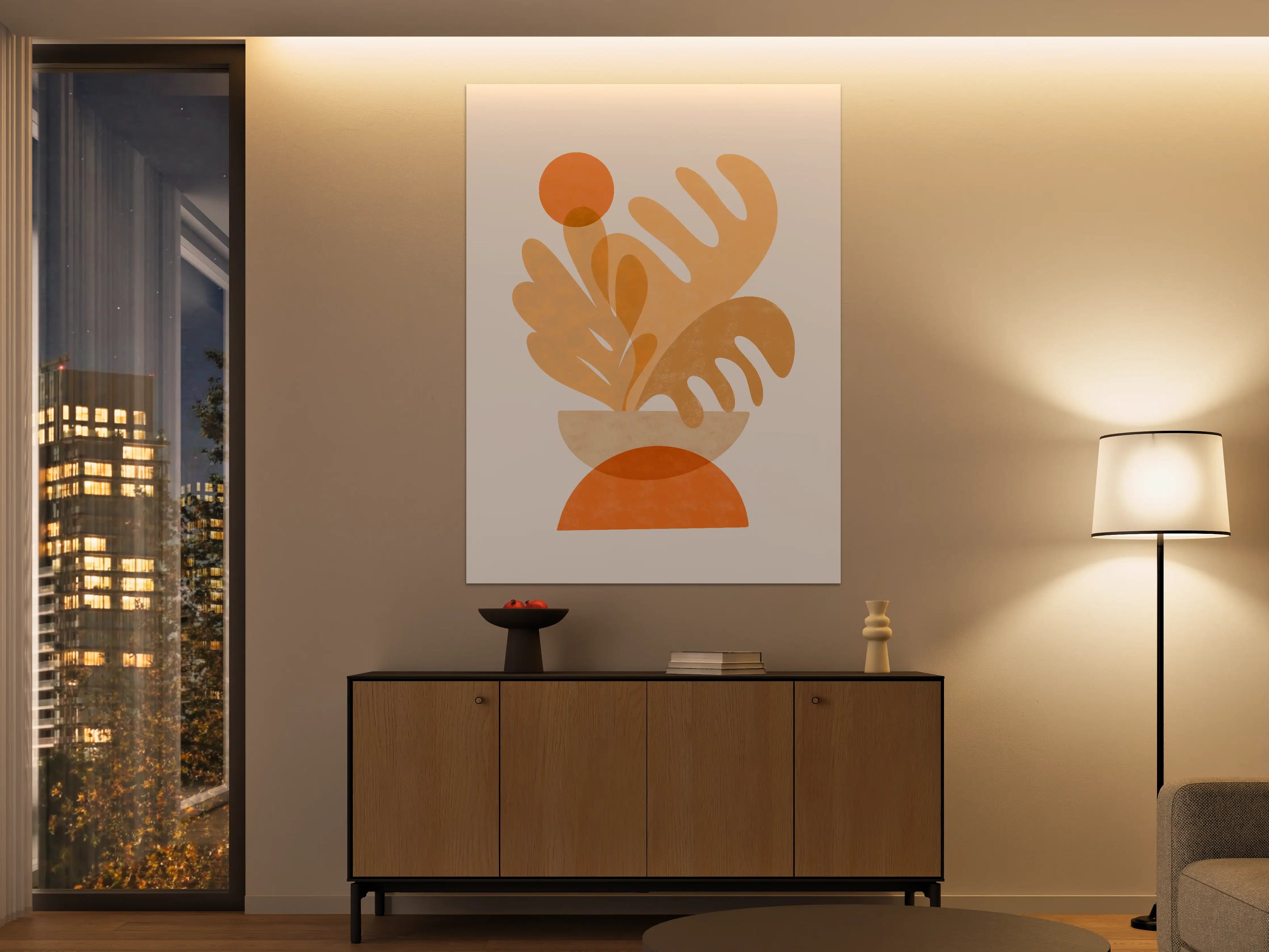 Große Wandbilder - Warme Erdtöne mit Pflanzenmotiven