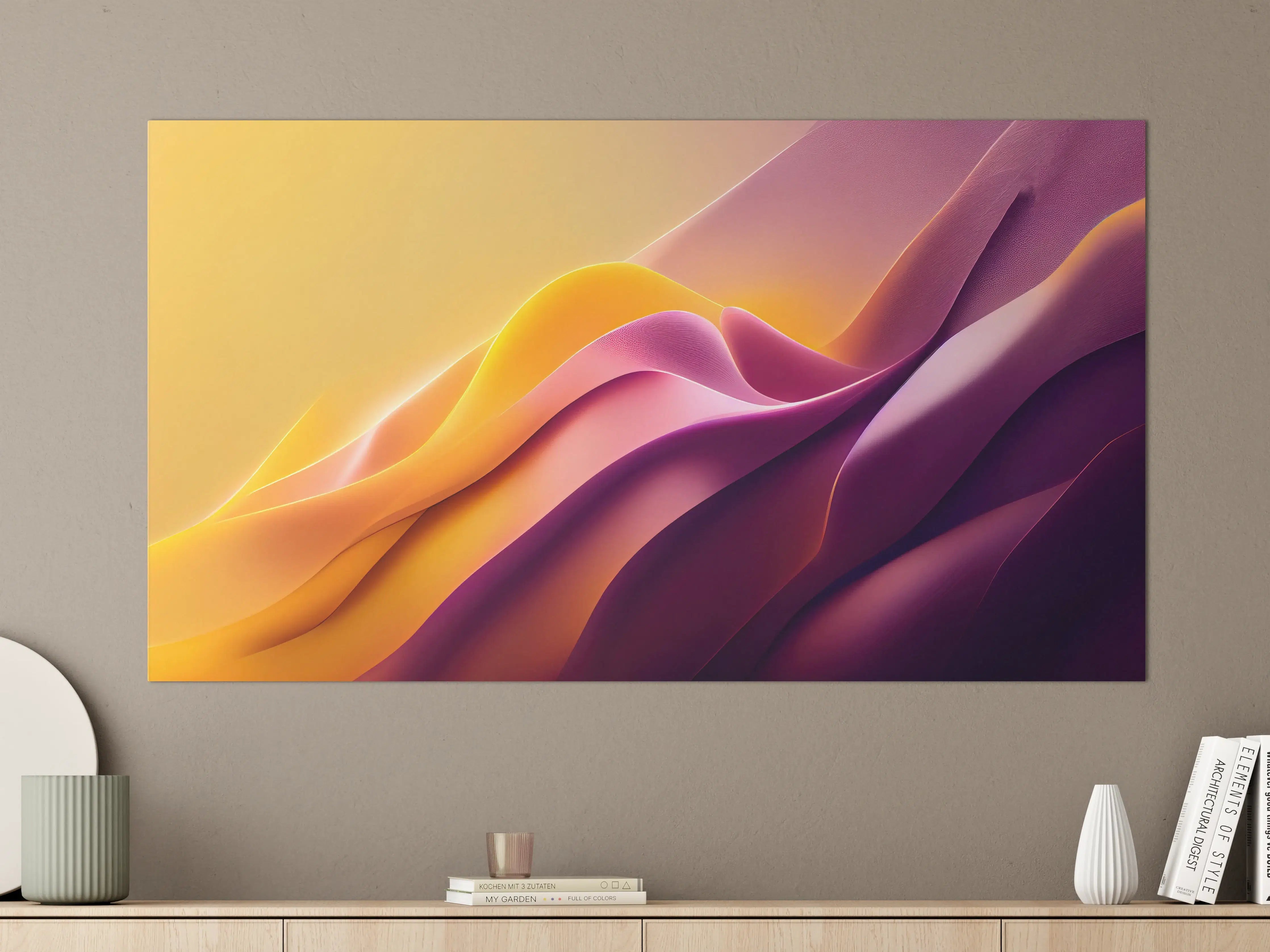 Große Wandbilder - Warme Farbverlaufsgrafik in Metallic-Tönen